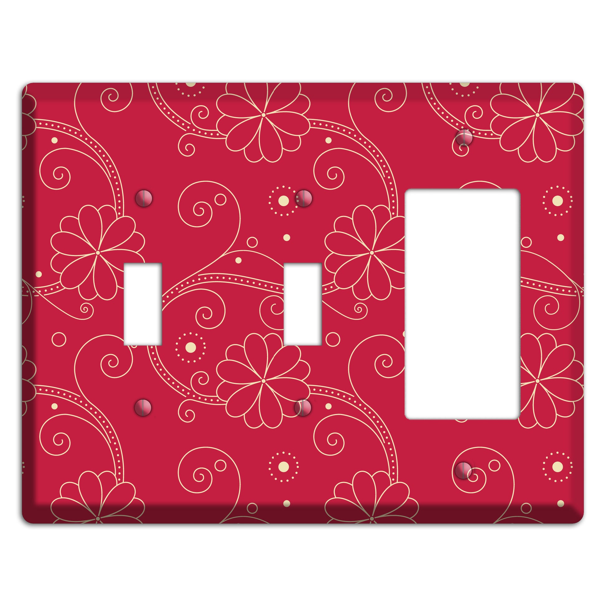 Red Floral Swirl 2 Toggle / Rocker Wallplate