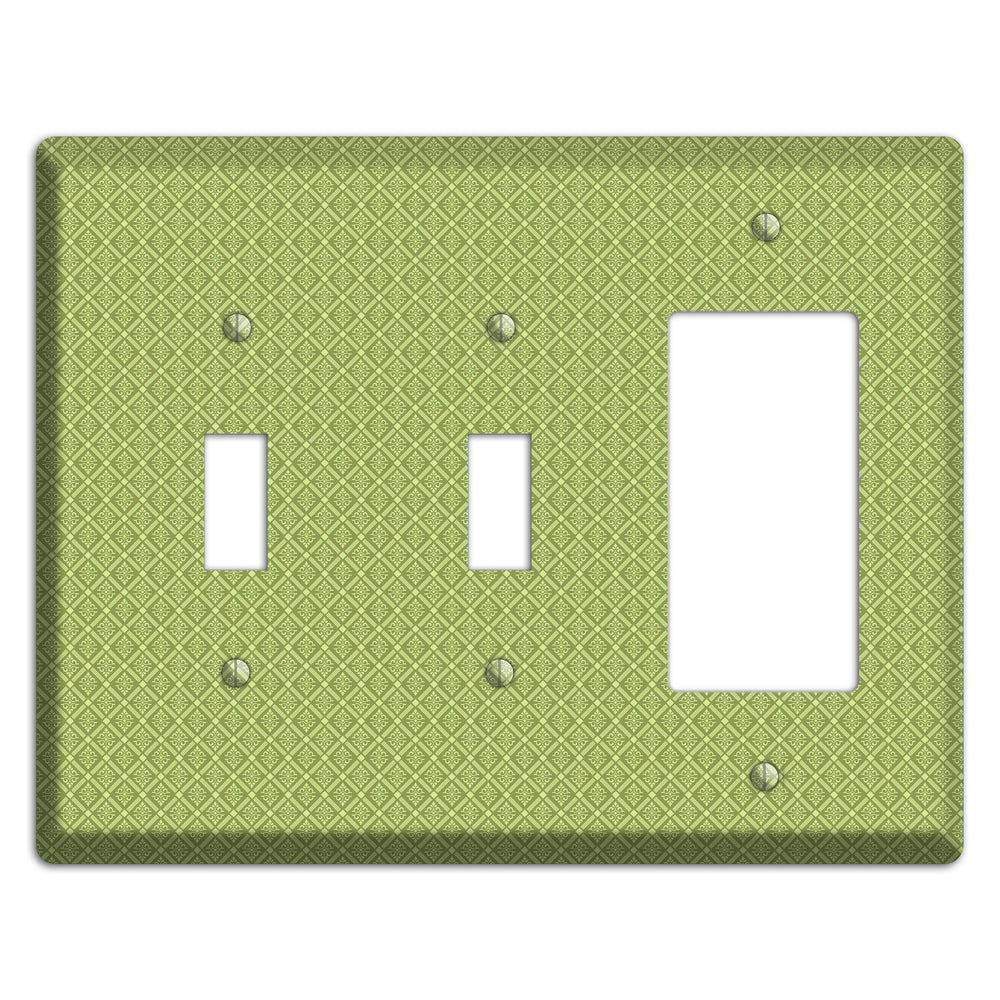 Small Green Damask Diamonds 2 Toggle / Rocker Wallplate