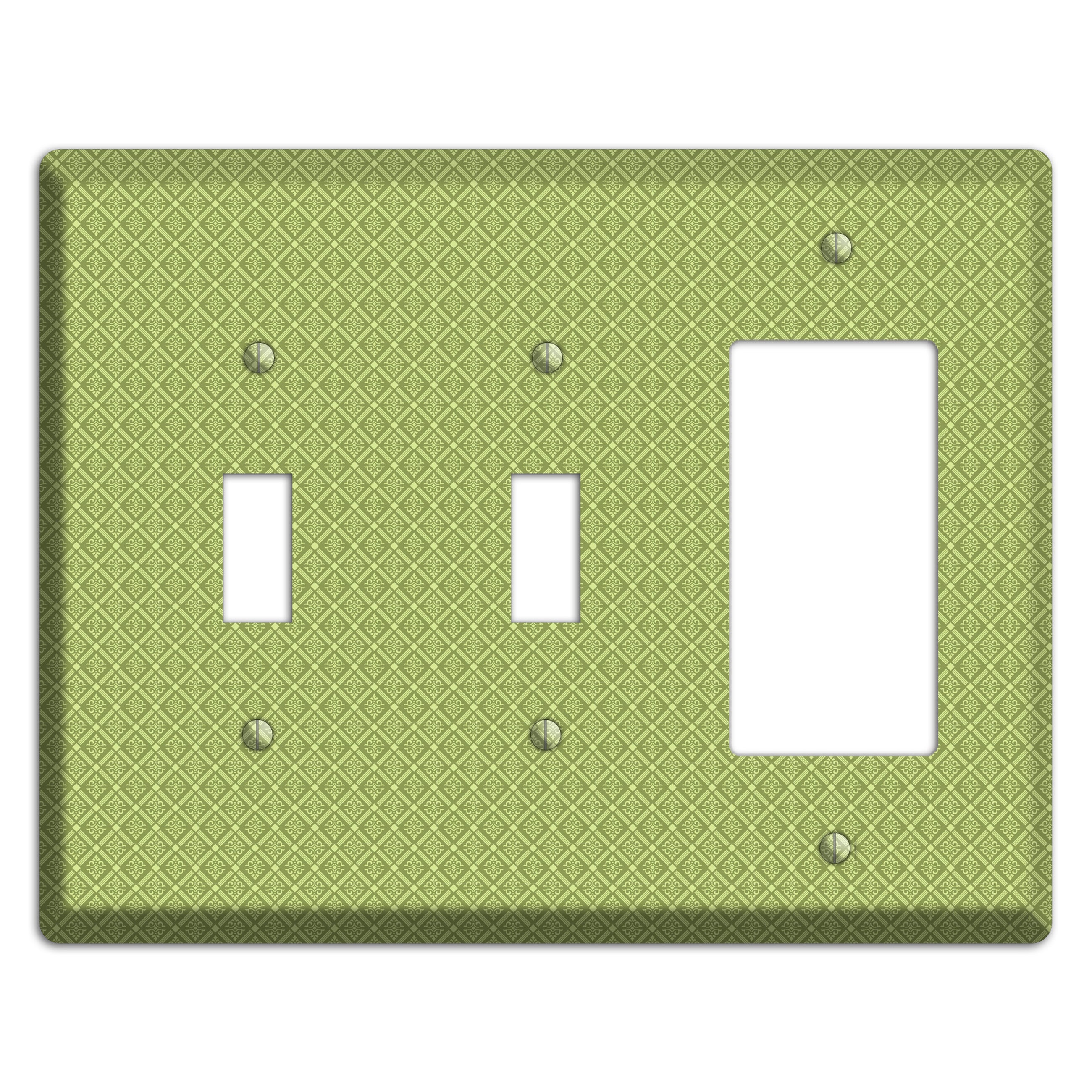 Small Green Damask Diamonds 2 Toggle / Rocker Wallplate