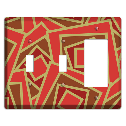 Red and Brown Retro Cubist 2 Toggle / Rocker Wallplate