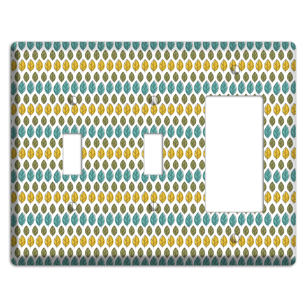 Turquoise Multi Olive Leaf Contour 2 Toggle / Rocker Wallplate
