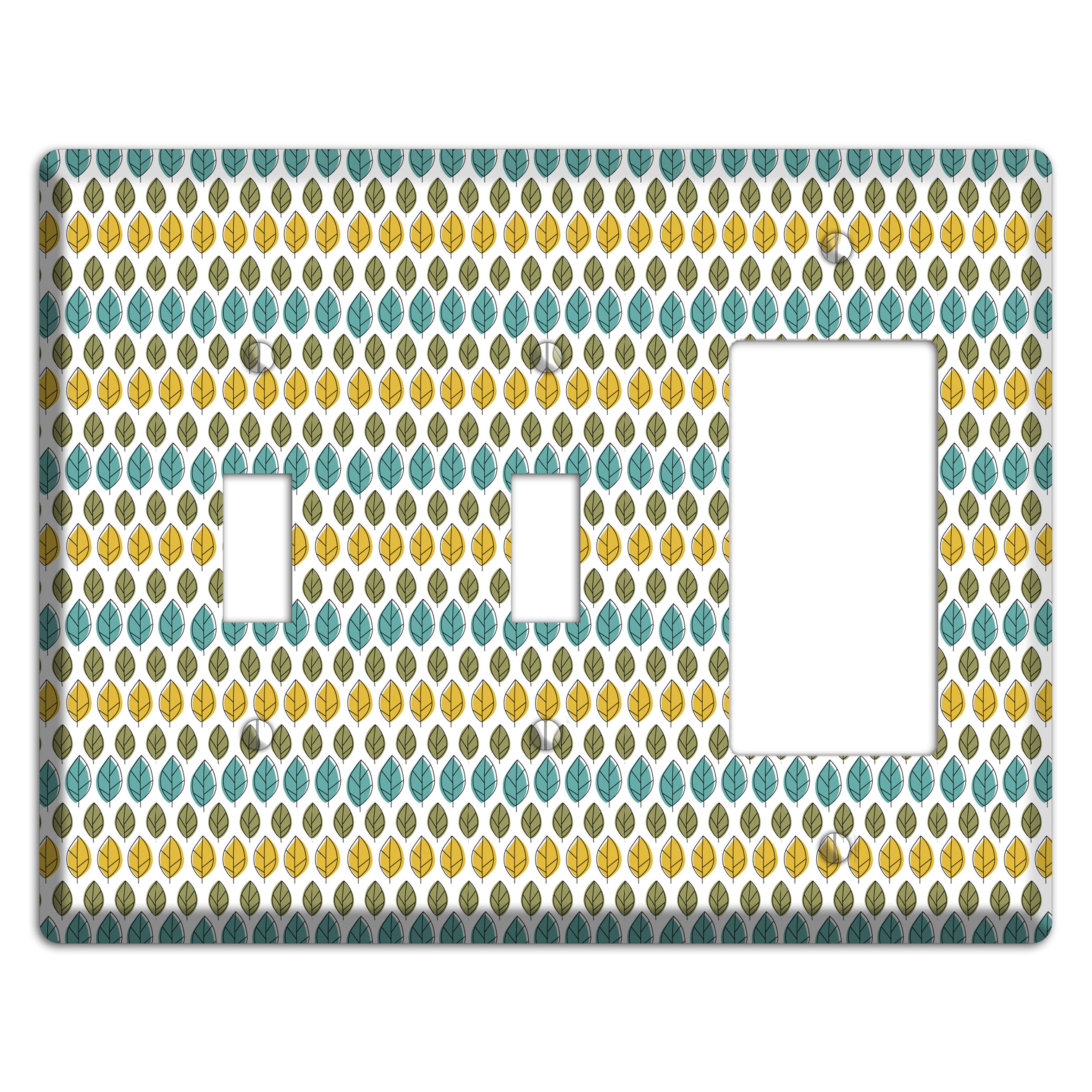 Turquoise Multi Olive Leaf Contour 2 Toggle / Rocker Wallplate
