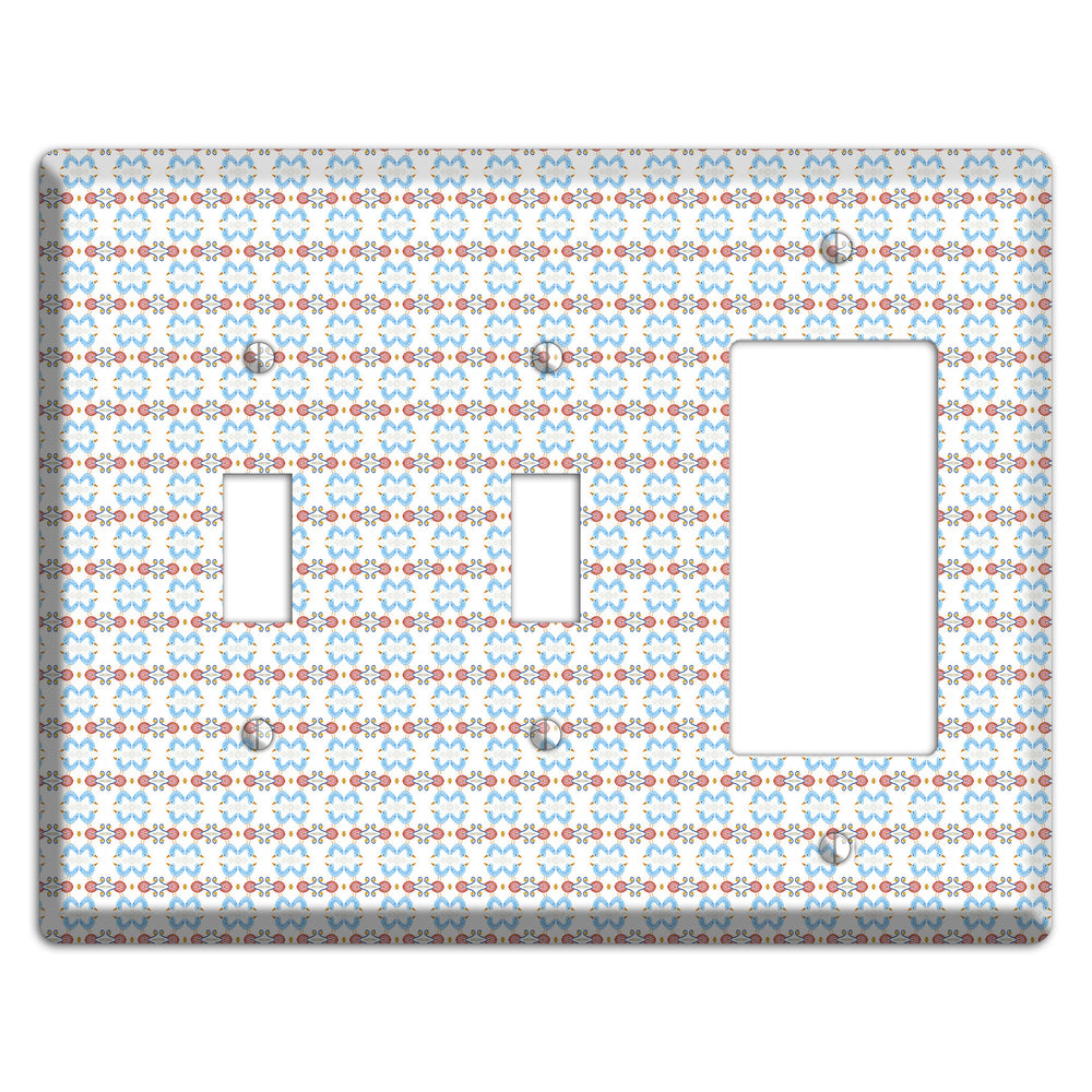 White with Blue Red Tapestry 2 Toggle / Rocker Wallplate
