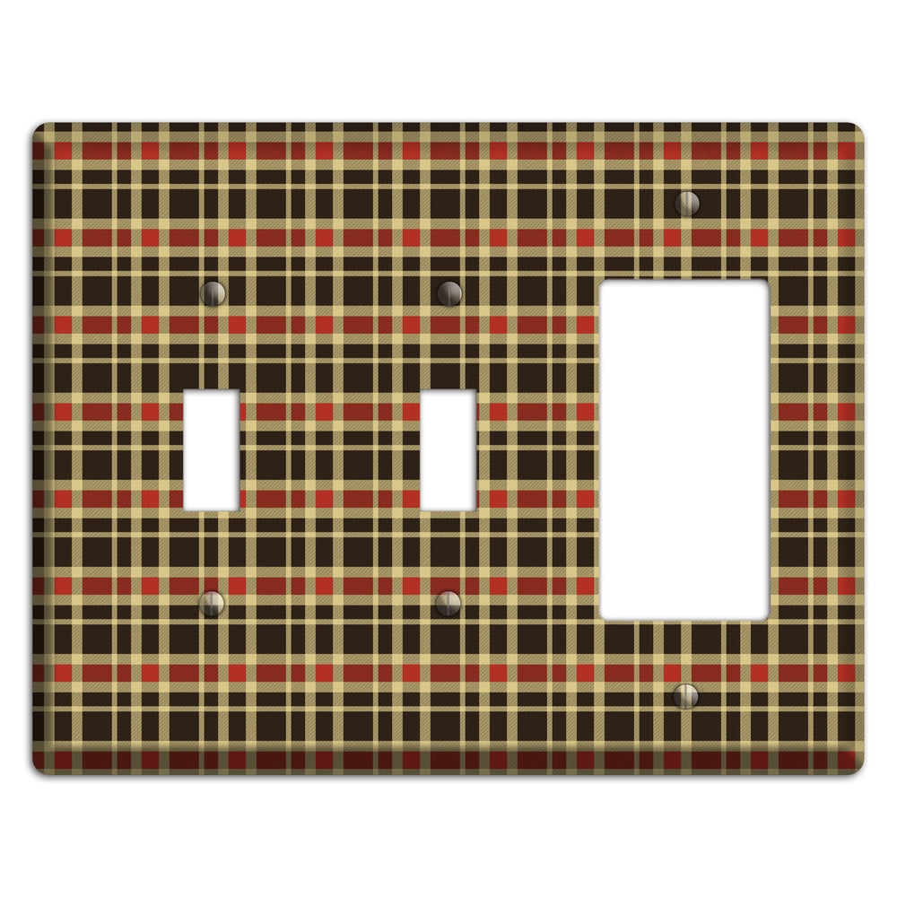 Maroon and Black Plaid 2 Toggle / Rocker Wallplate