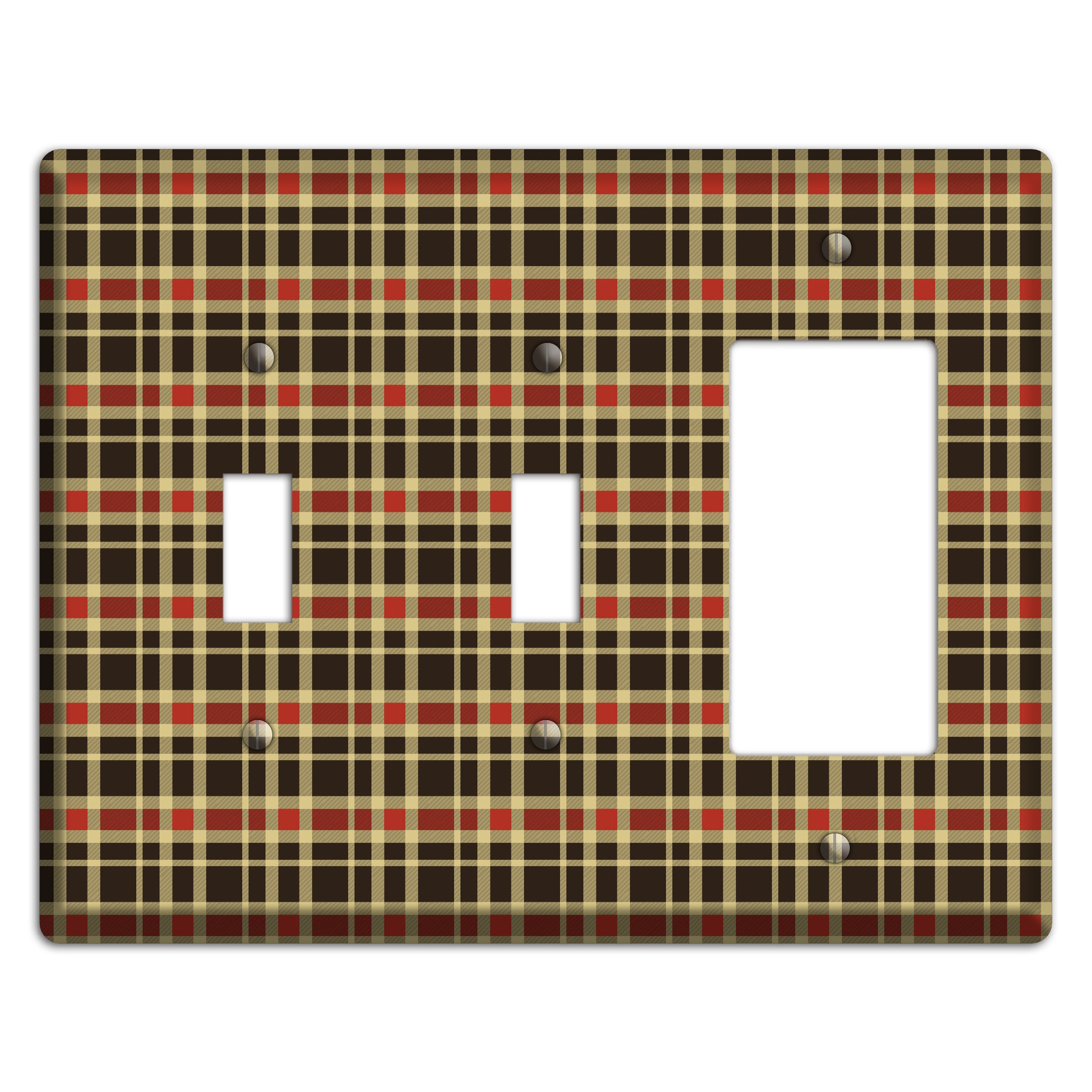 Maroon and Black Plaid 2 Toggle / Rocker Wallplate