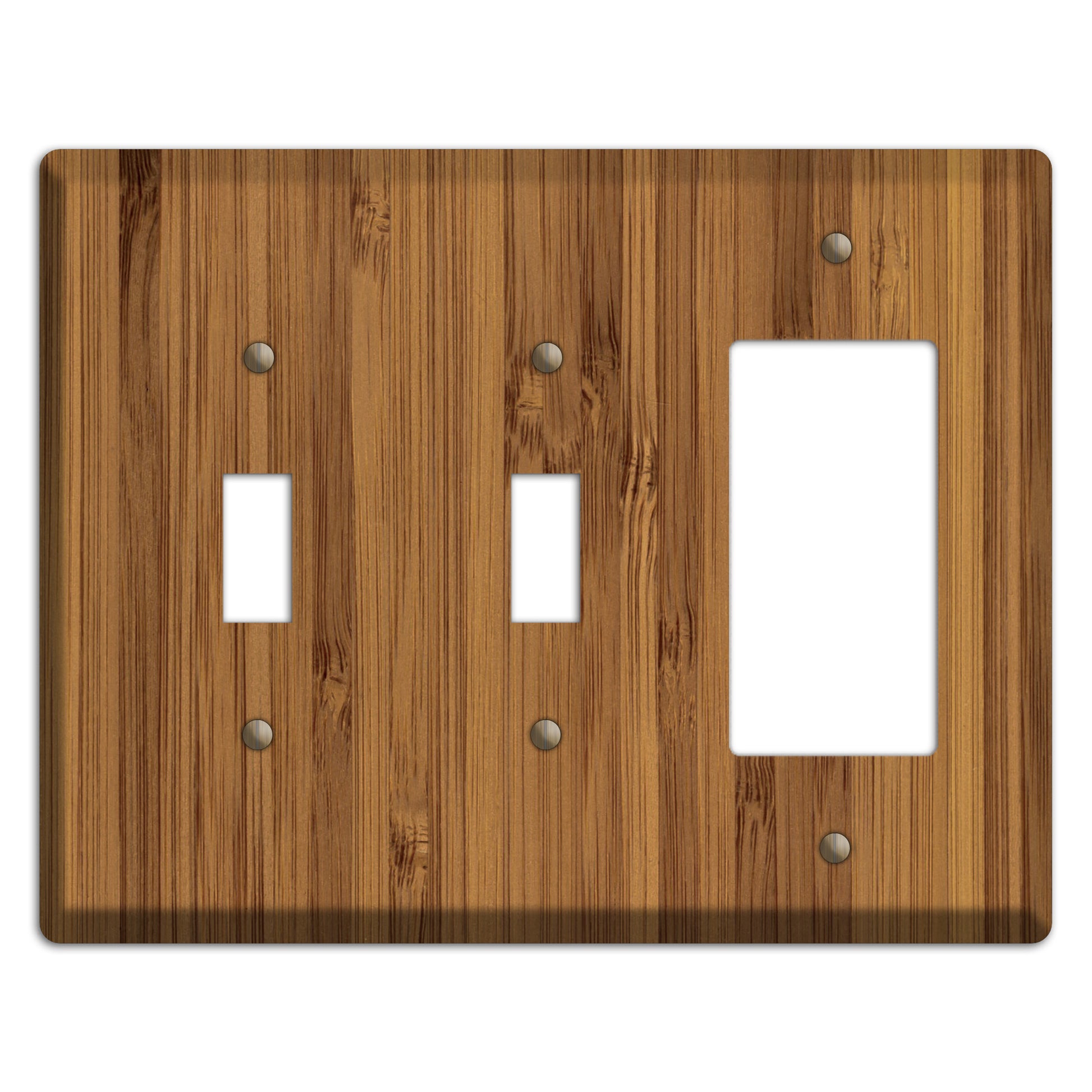 Caramel Bamboo Wood 2 Toggle / Rocker Cover Plate