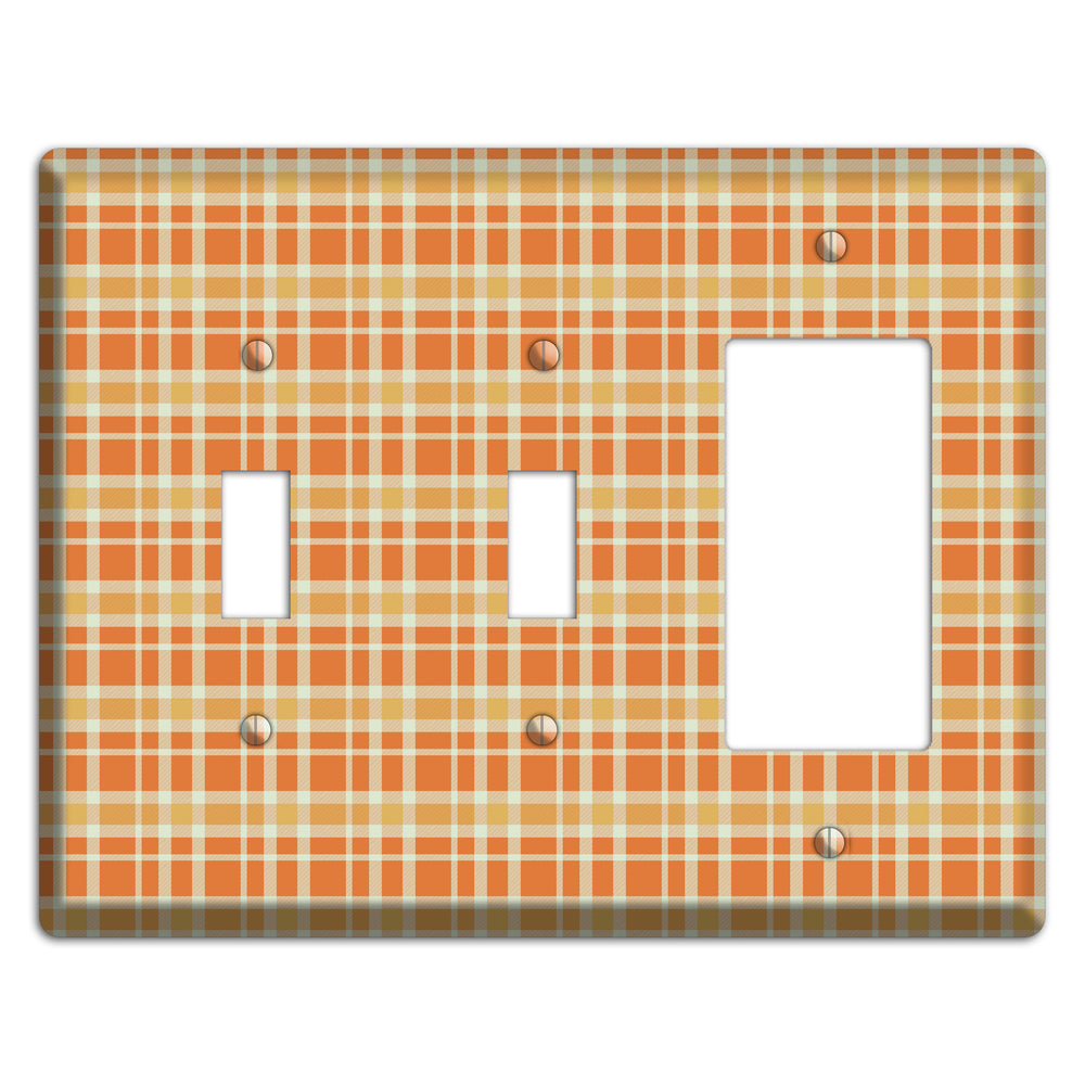 Orange and Beige Plaid 2 Toggle / Rocker Wallplate