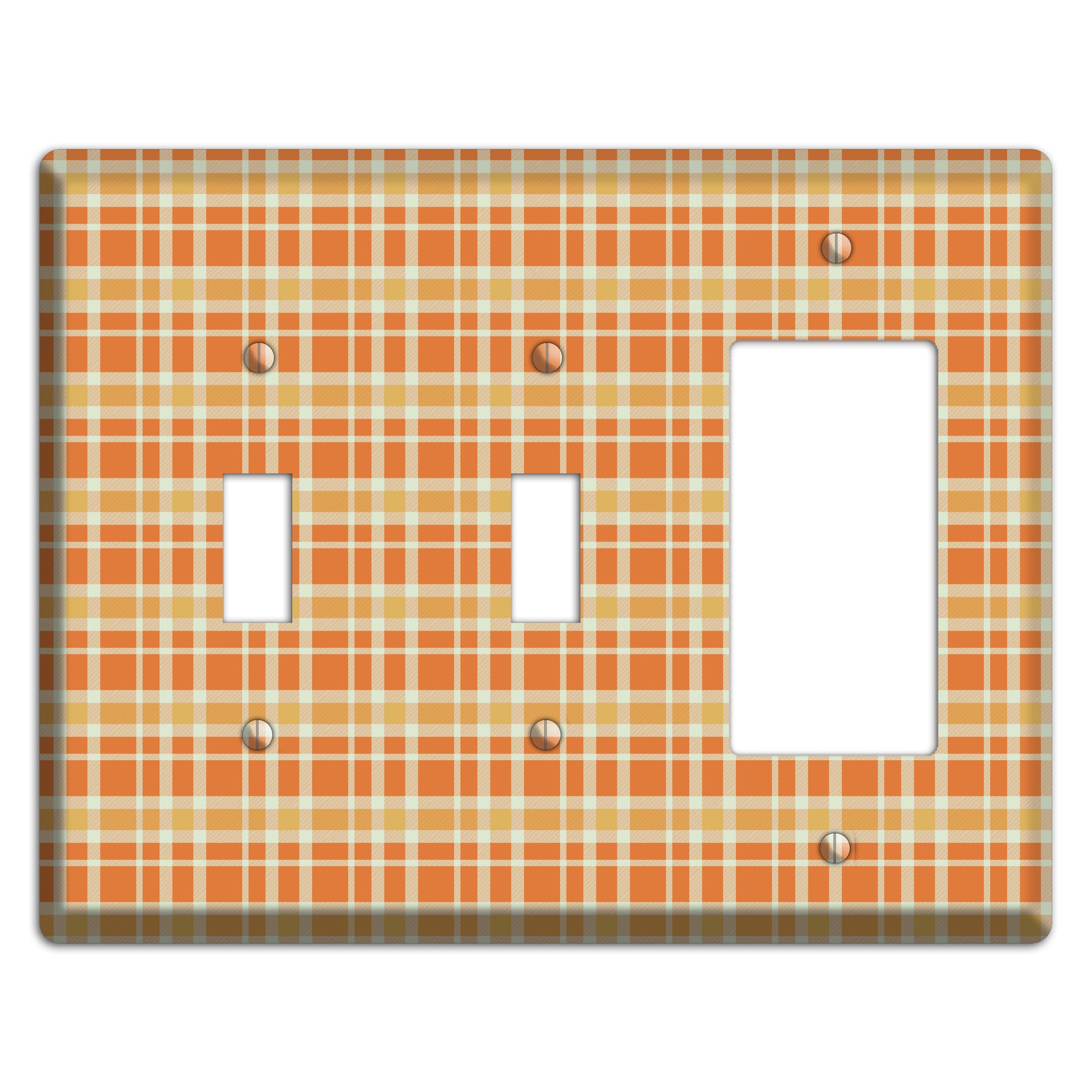 Orange and Beige Plaid 2 Toggle / Rocker Wallplate