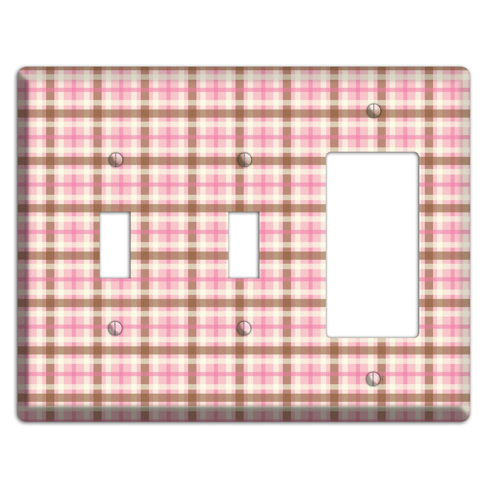 Pink and Brown Plaid 2 Toggle / Rocker Wallplate