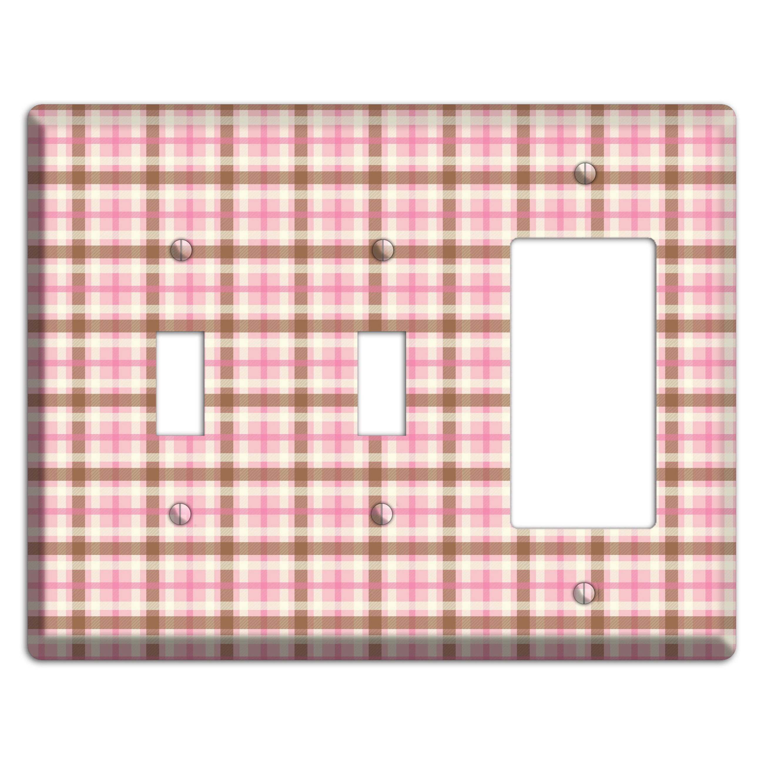 Pink and Brown Plaid 2 Toggle / Rocker Wallplate