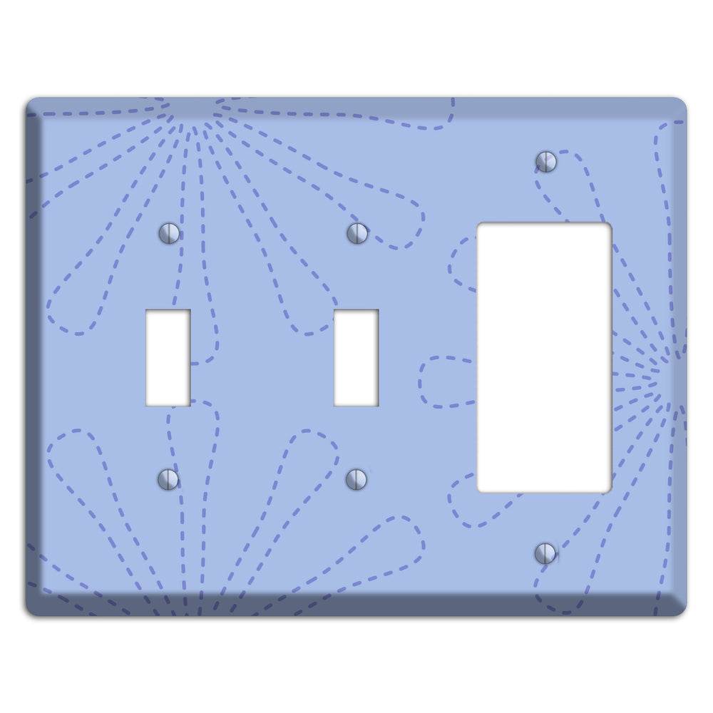 Periwinkle Retro Stipple Floral Contour 2 Toggle / Rocker Wallplate