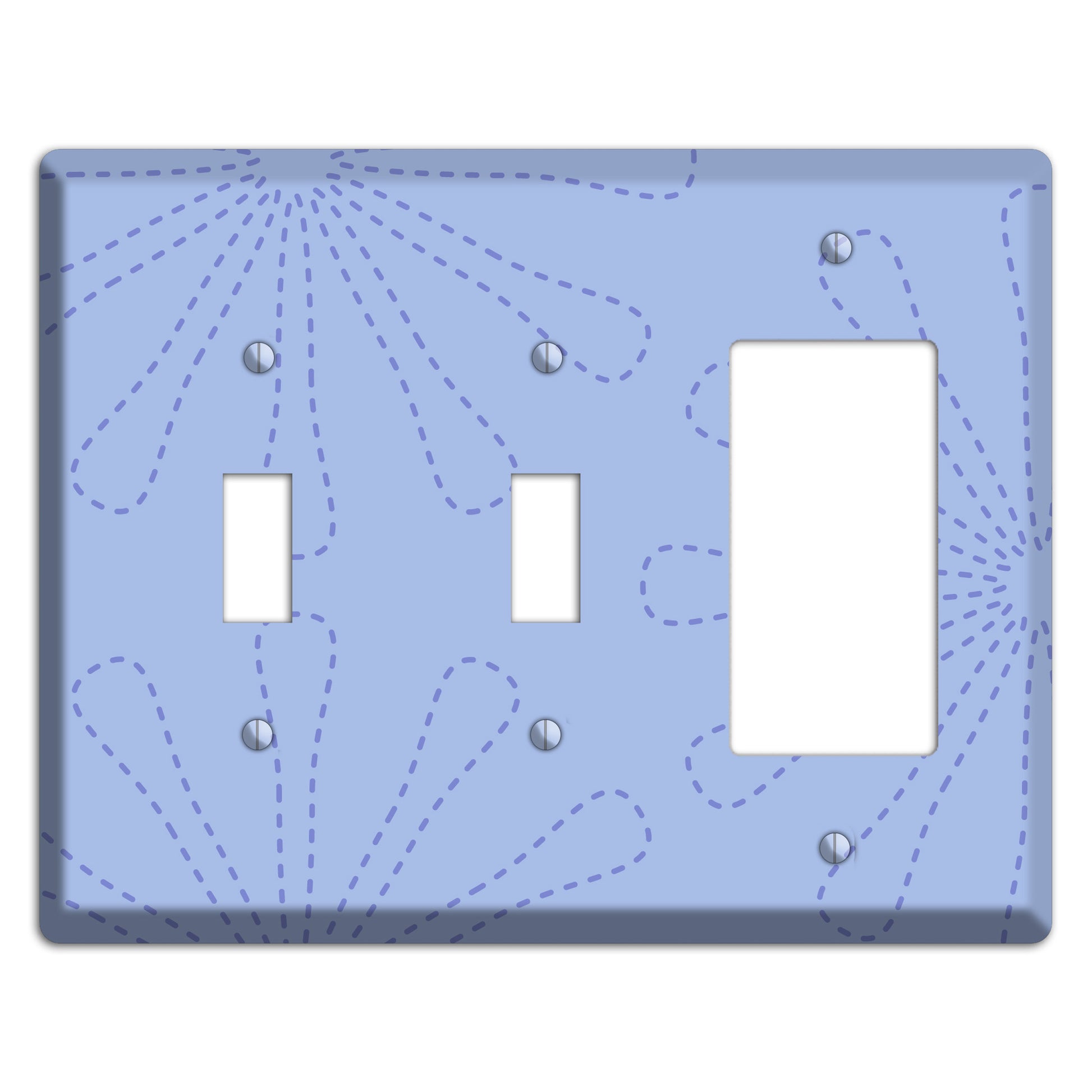 Periwinkle Retro Stipple Floral Contour 2 Toggle / Rocker Wallplate