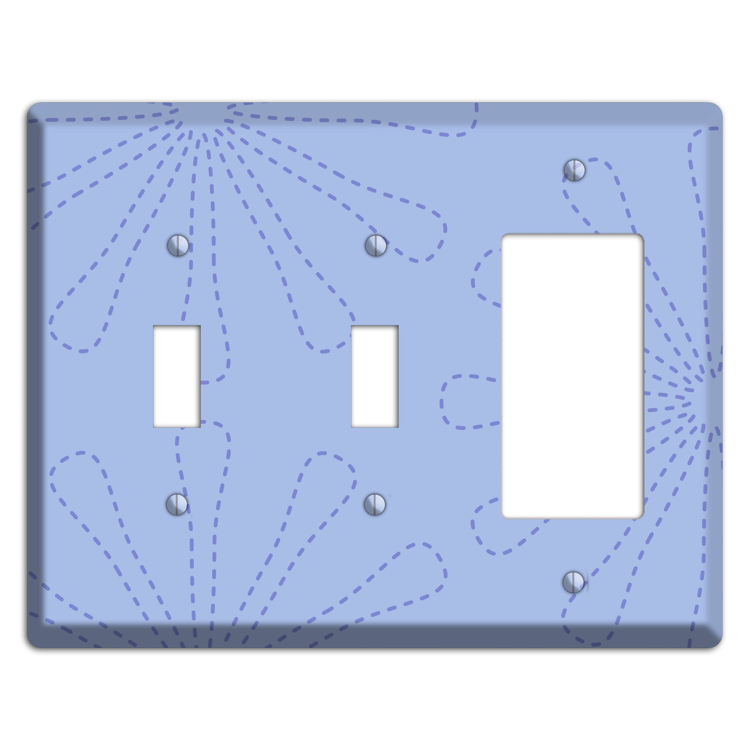 Periwinkle Retro Stipple Floral Contour 2 Toggle / Rocker Wallplate