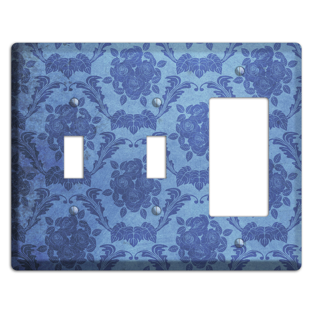 Polo Blue Vintage Rose Damask 2 Toggle / Rocker Wallplate