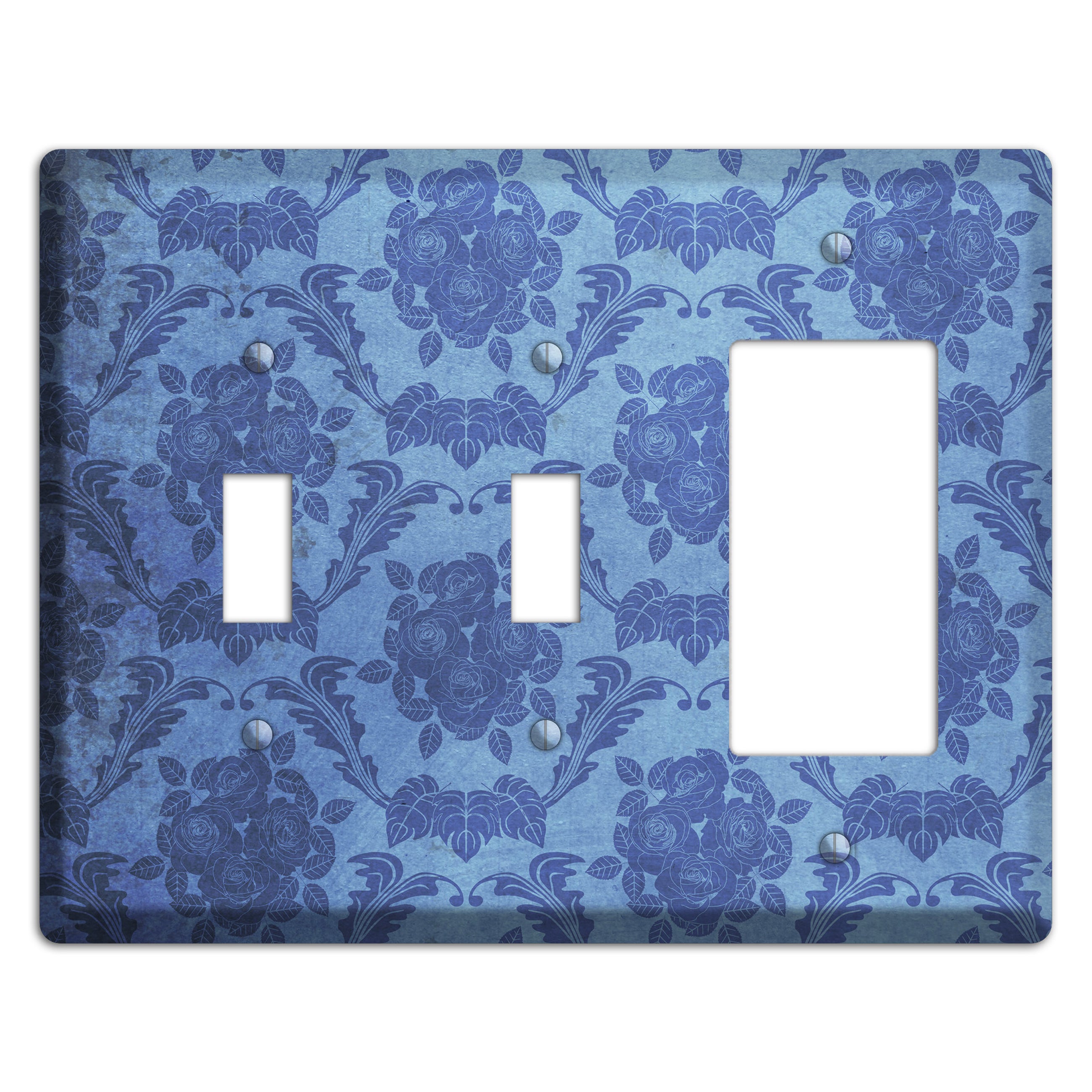 Polo Blue Vintage Rose Damask 2 Toggle / Rocker Wallplate