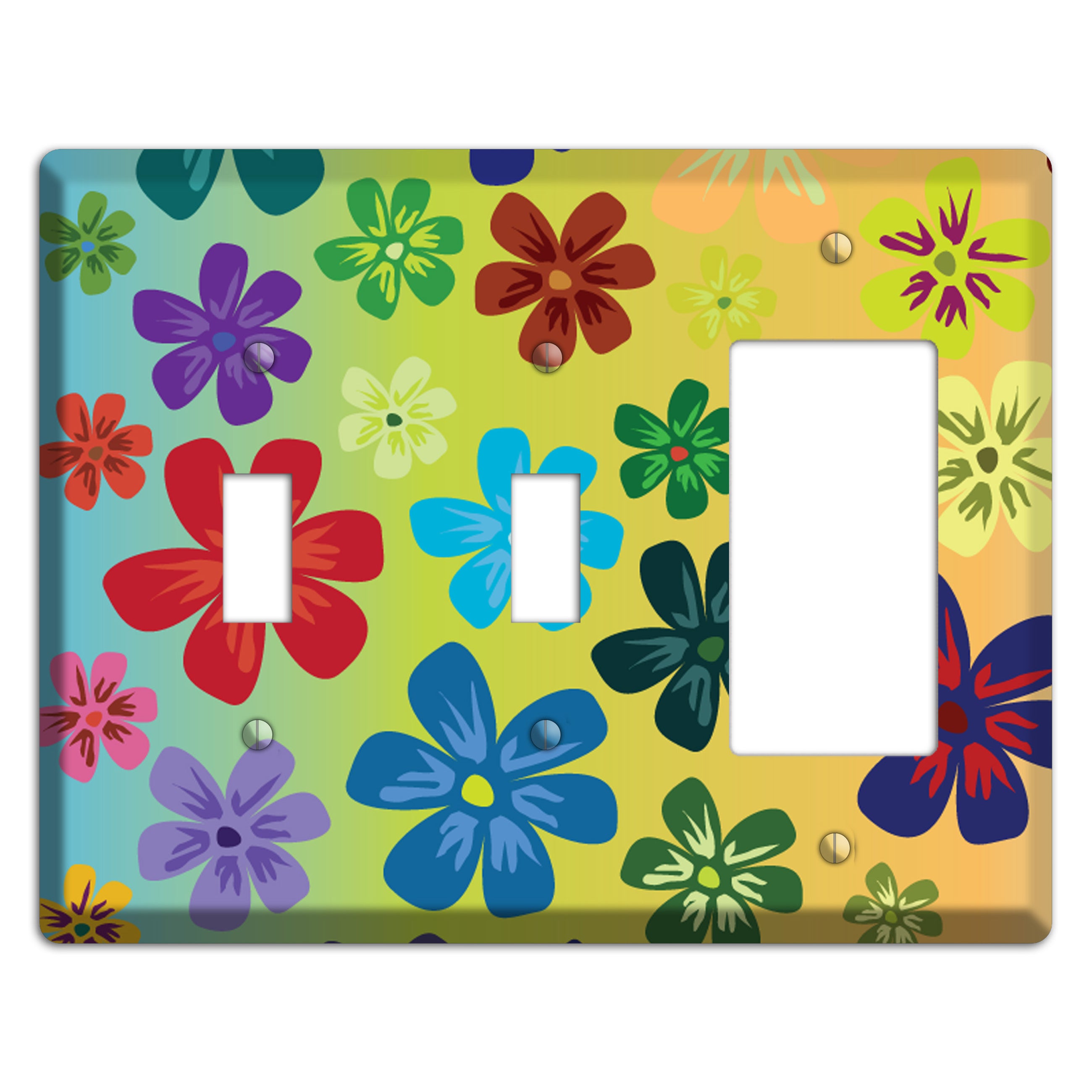 Blue to yellow Flowers 2 Toggle / Rocker Wallplate