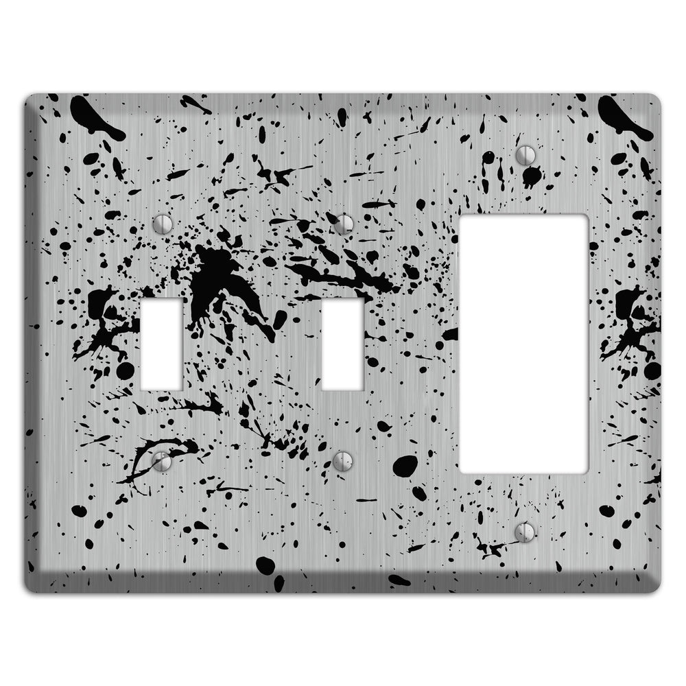 Ink Splash 4 Stainless Steel 2 Toggle / Rocker Wallplate