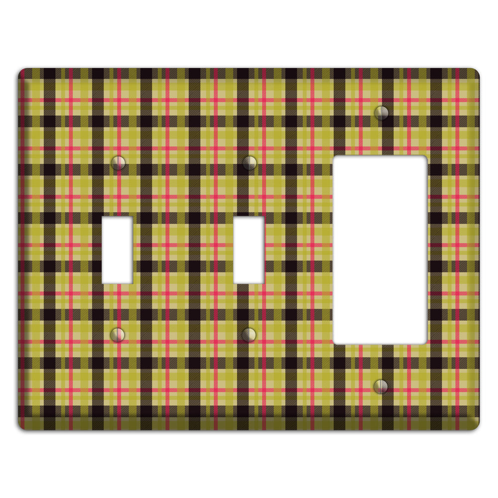Yellow Black Red Plaid 2 Toggle / Rocker Wallplate