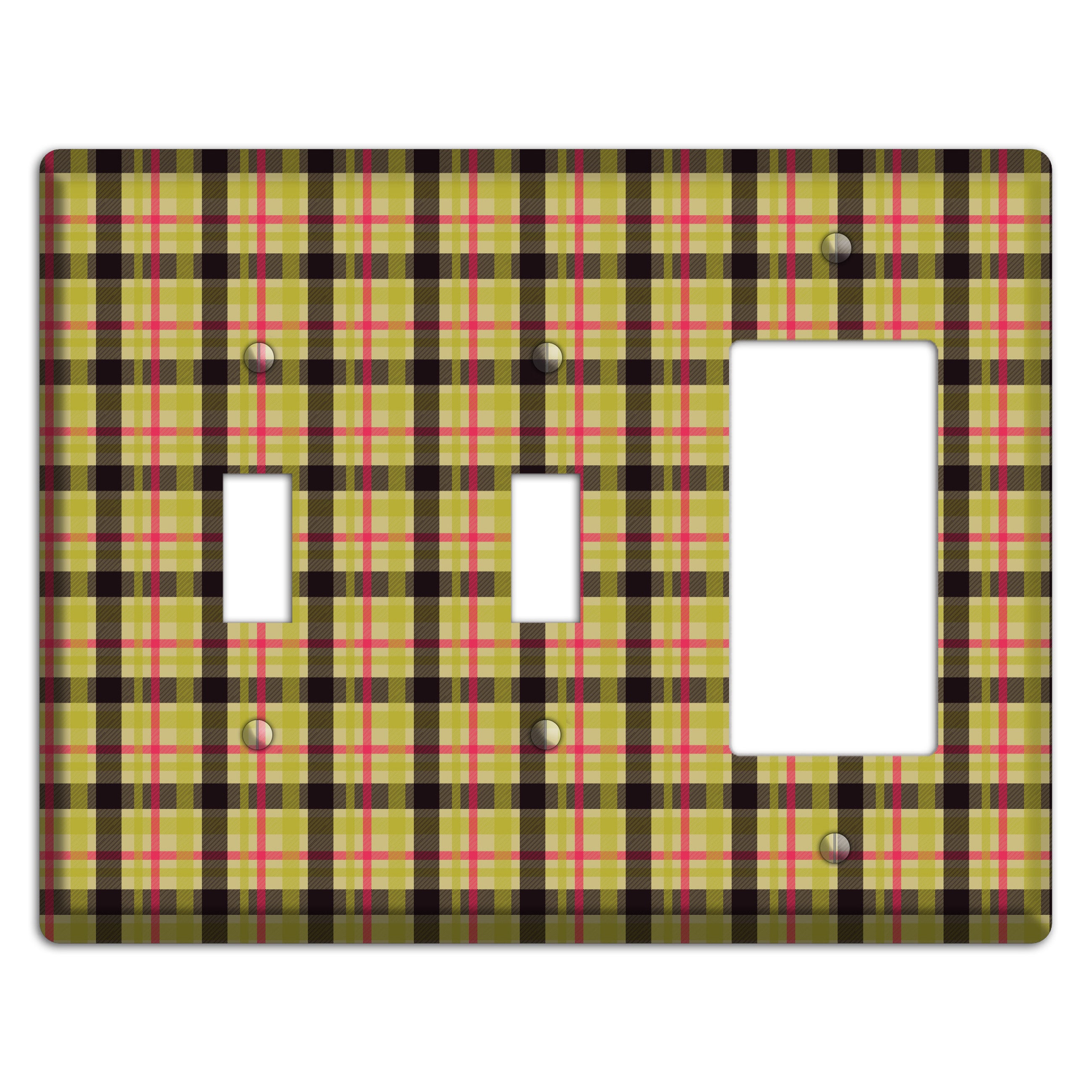 Yellow Black Red Plaid 2 Toggle / Rocker Wallplate