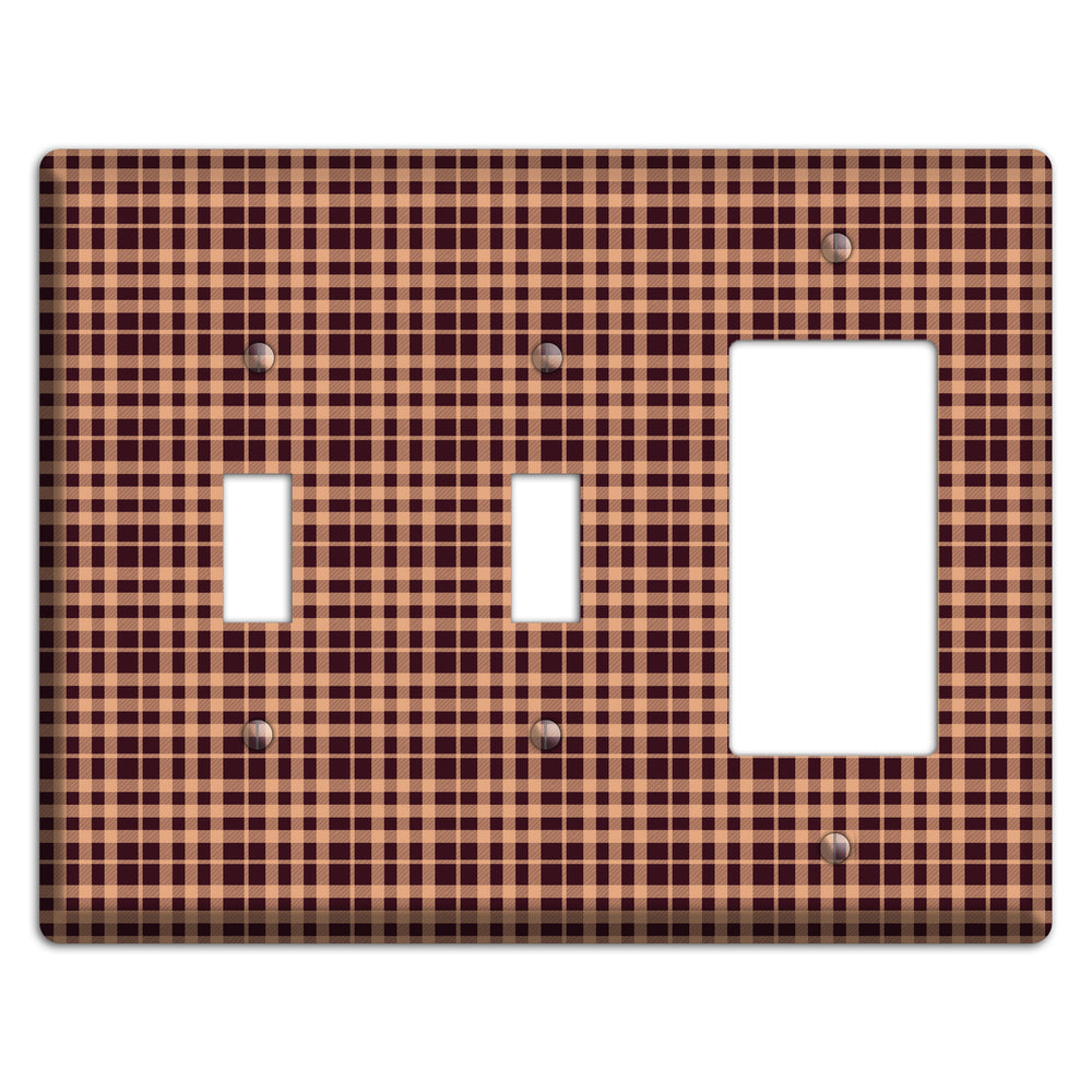 Beige and Black Plaid 2 Toggle / Rocker Wallplate