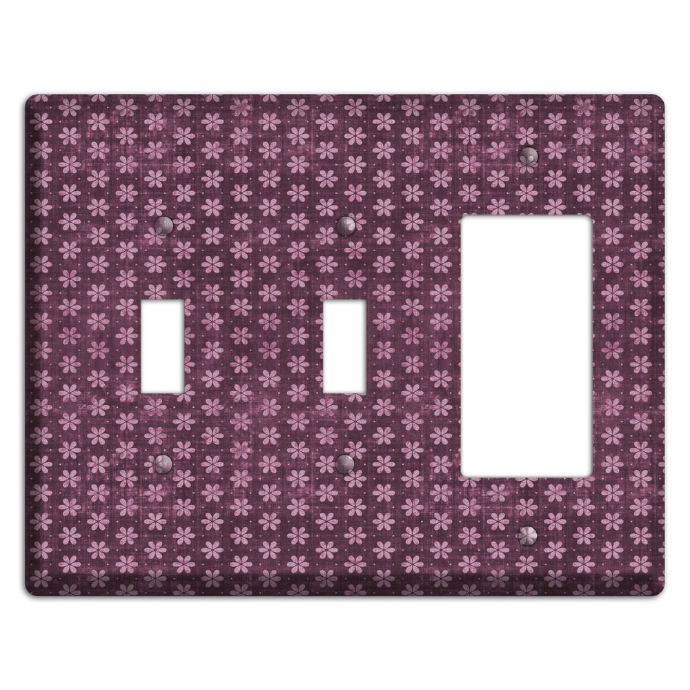 Burgundy Grunge Floral Contour 2 Toggle / Rocker Wallplate