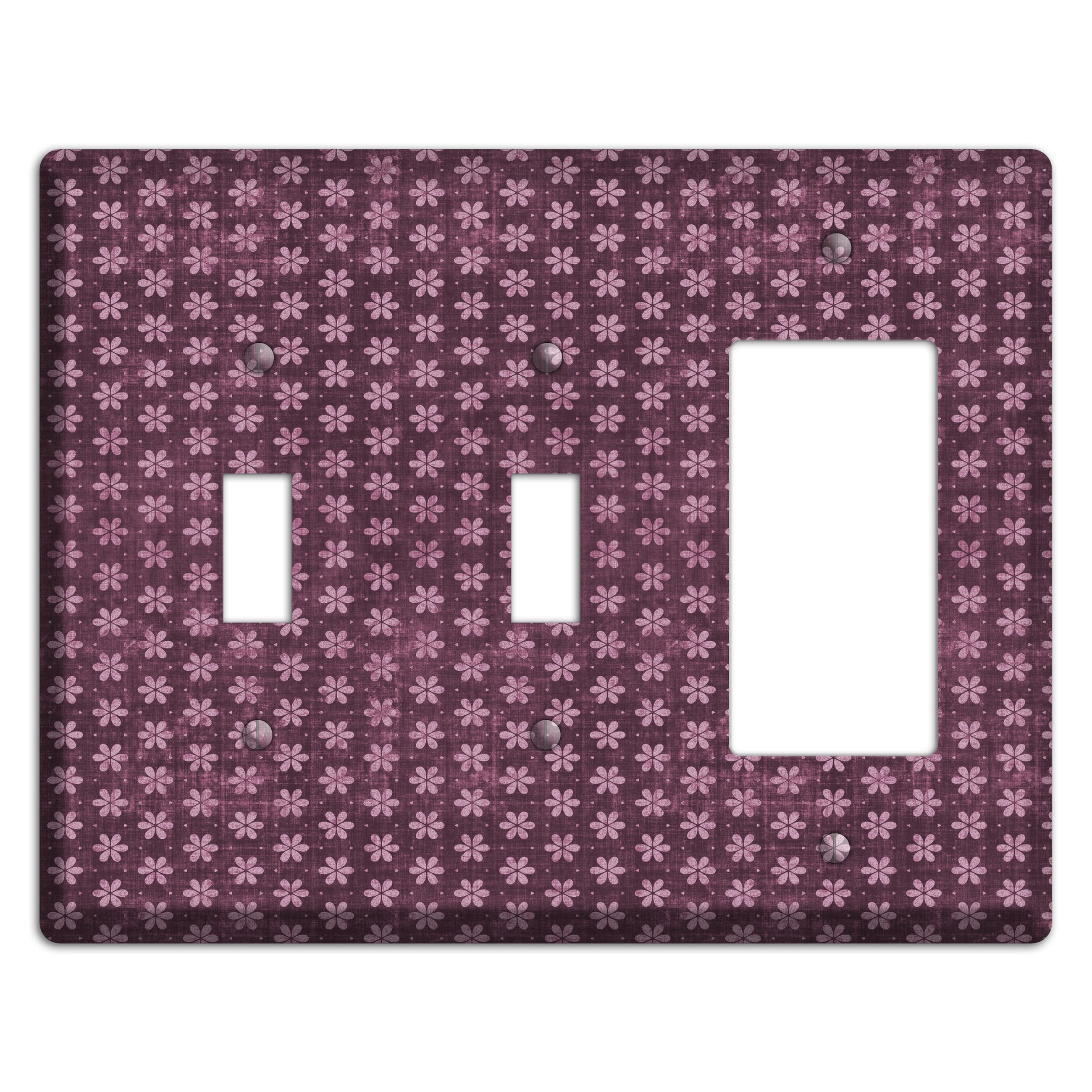 Burgundy Grunge Floral Contour 2 Toggle / Rocker Wallplate