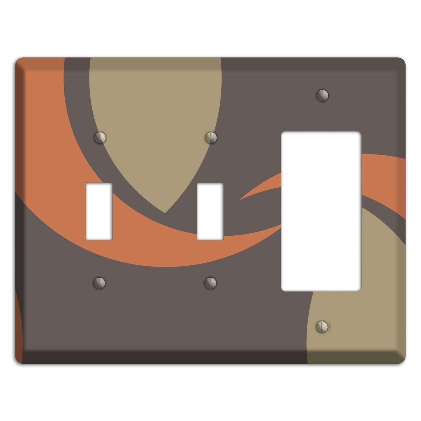 Grey Beige and Orange Abstract 2 Toggle / Rocker Wallplate