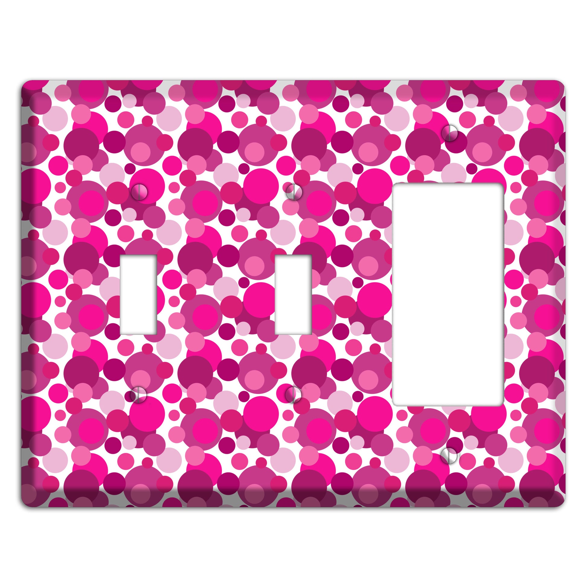 Multi Fuschia Bubble Dots 2 Toggle / Rocker Wallplate