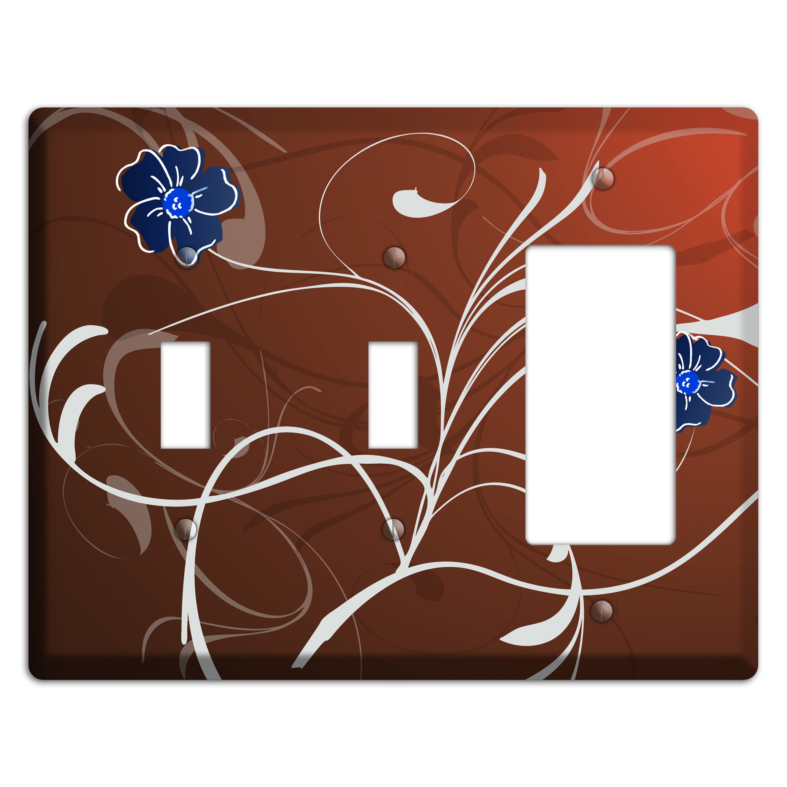Brown Flower with Swirl 2 Toggle / Rocker Wallplate