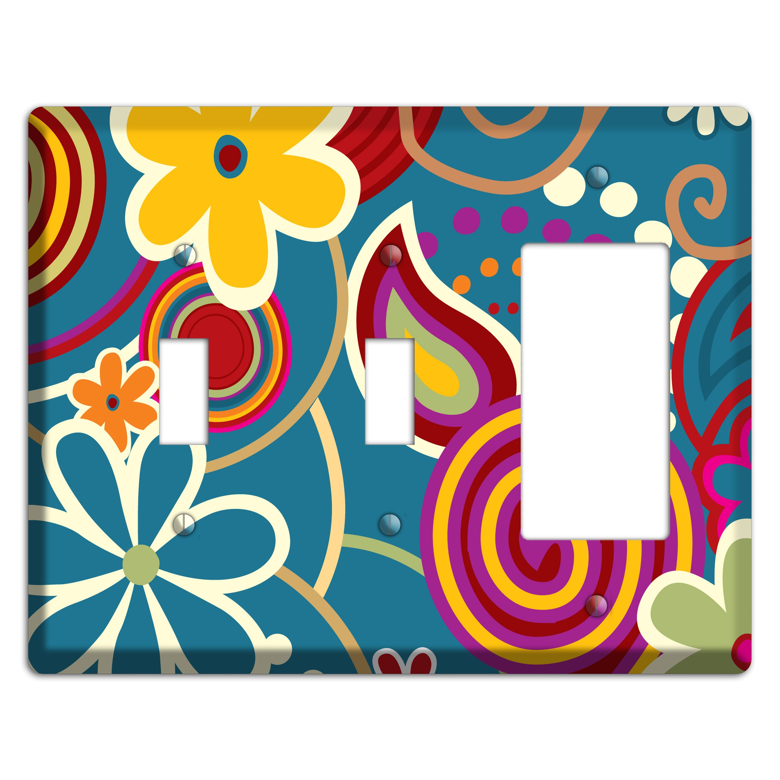 Bold Blue Flowers 2 Toggle / Rocker Wallplate