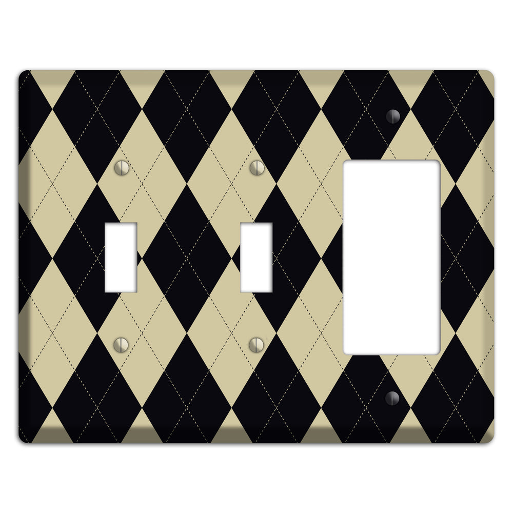 Tan and Black Argyle 2 Toggle / Rocker Wallplate