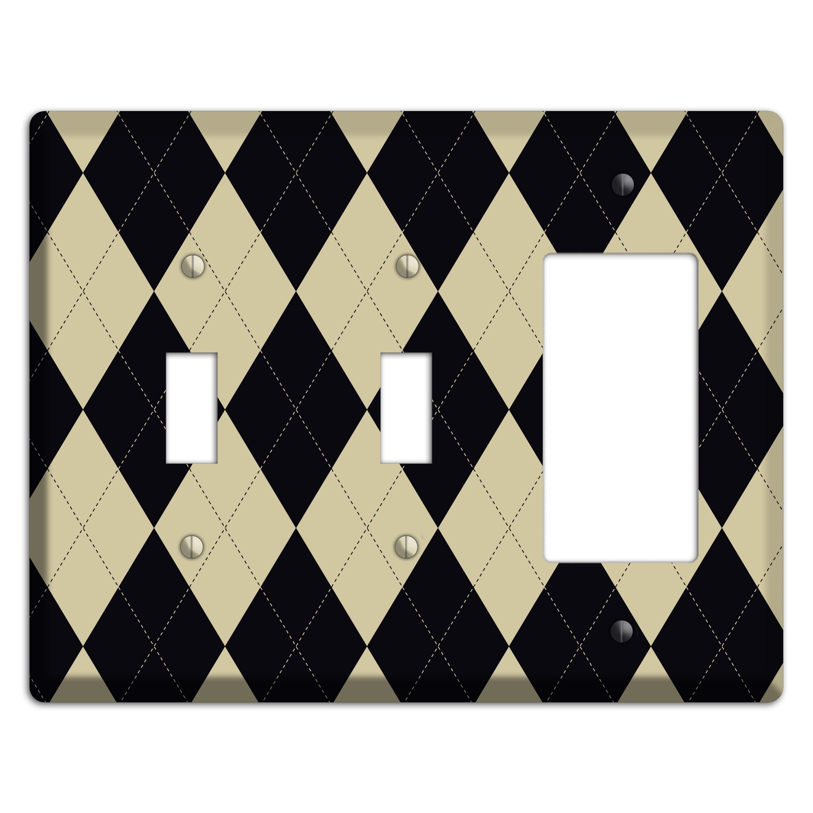 Tan and Black Argyle 2 Toggle / Rocker Wallplate