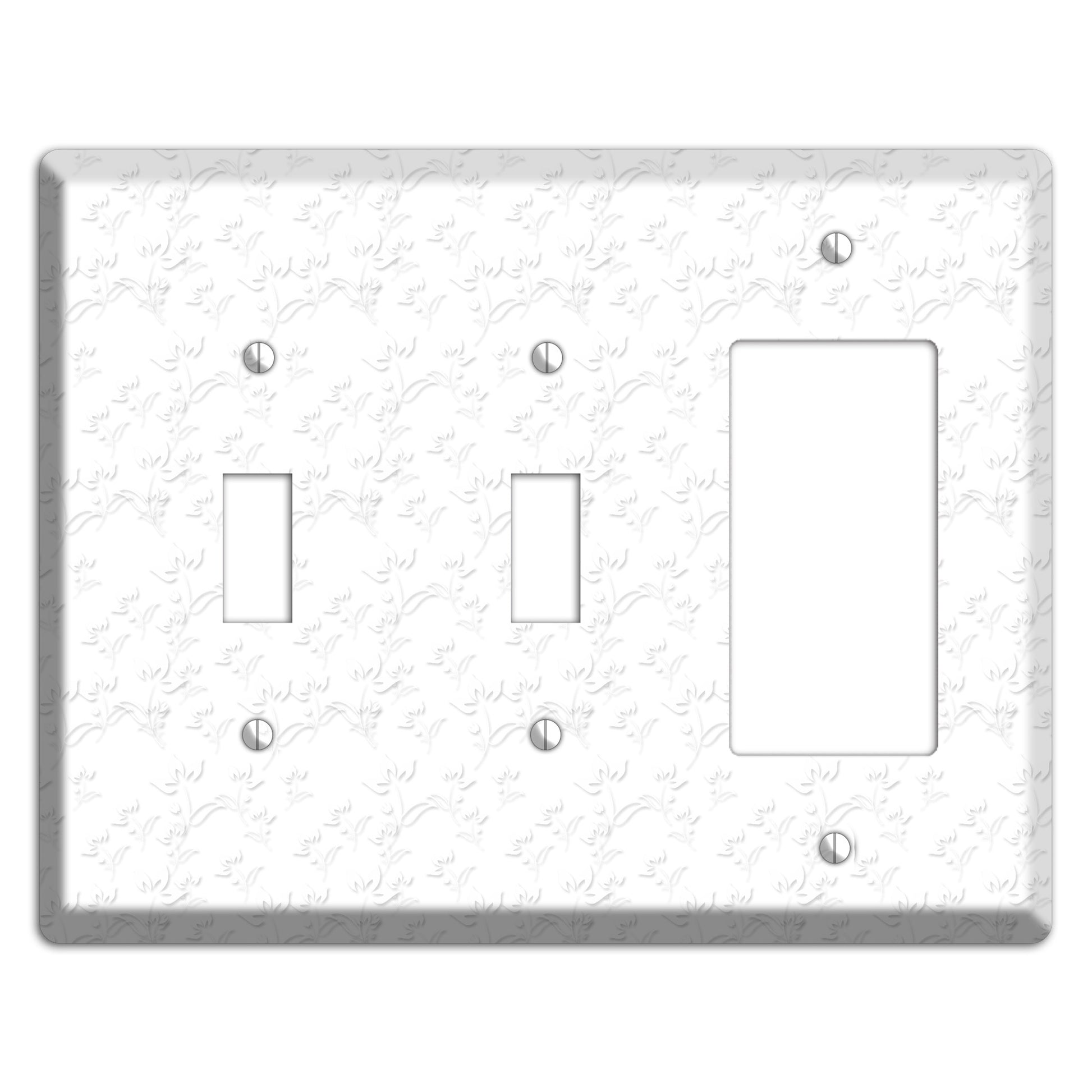 White with Grey Sprig 2 Toggle / Rocker Wallplate