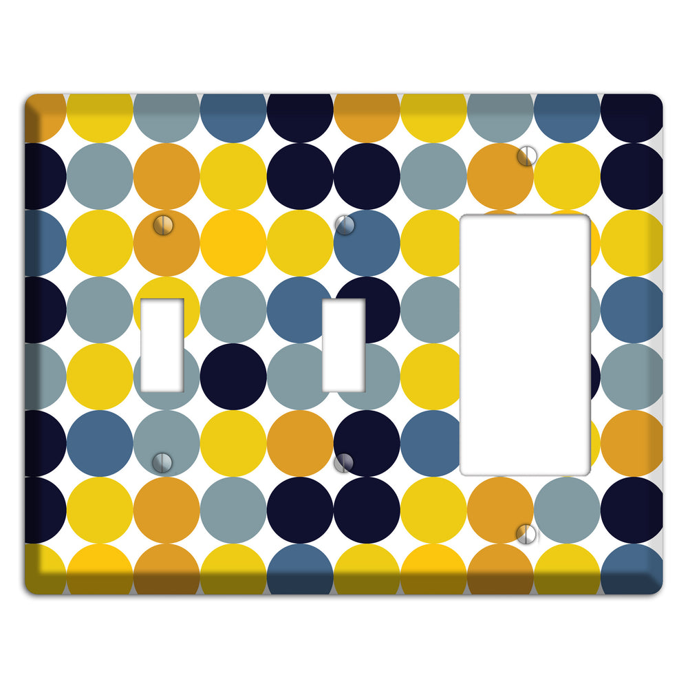 Multi Yellow and Blue Dots 2 Toggle / Rocker Wallplate