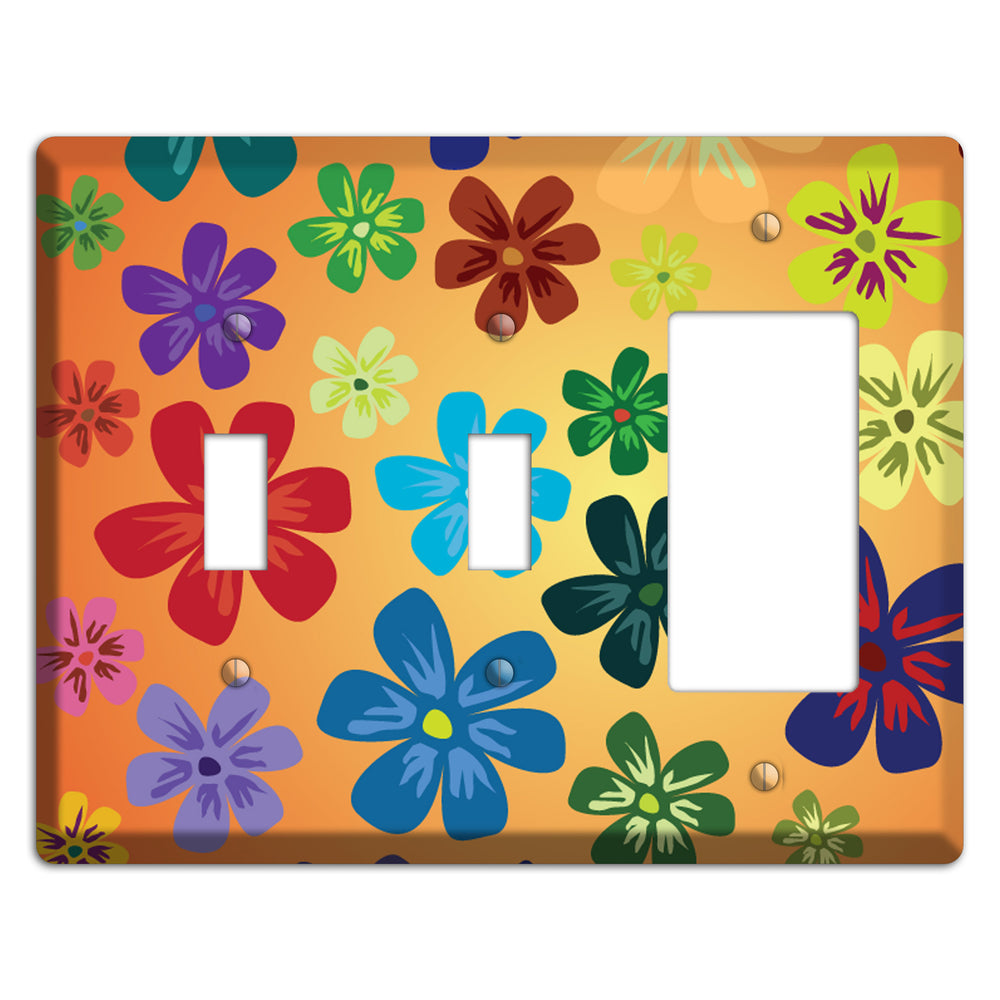 Brown Flowers 2 Toggle / Rocker Wallplate