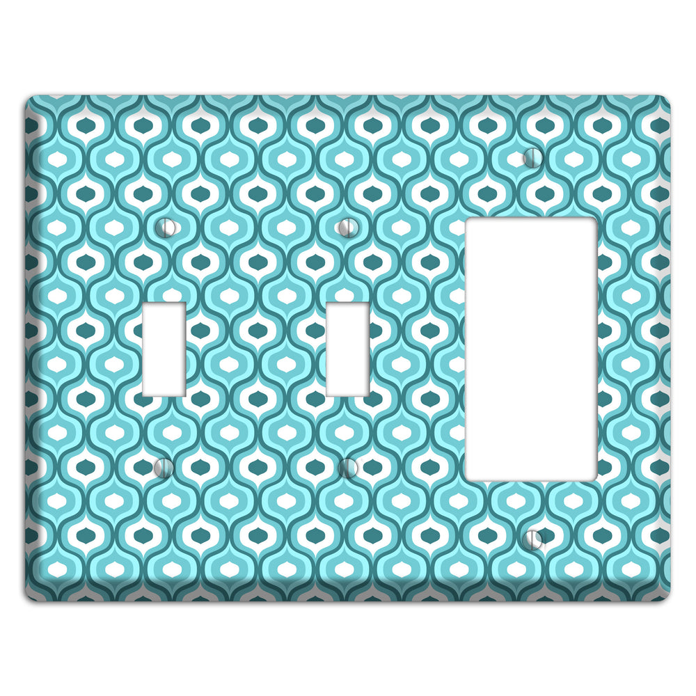 Multi Turquoise Double Scallop 2 Toggle / Rocker Wallplate