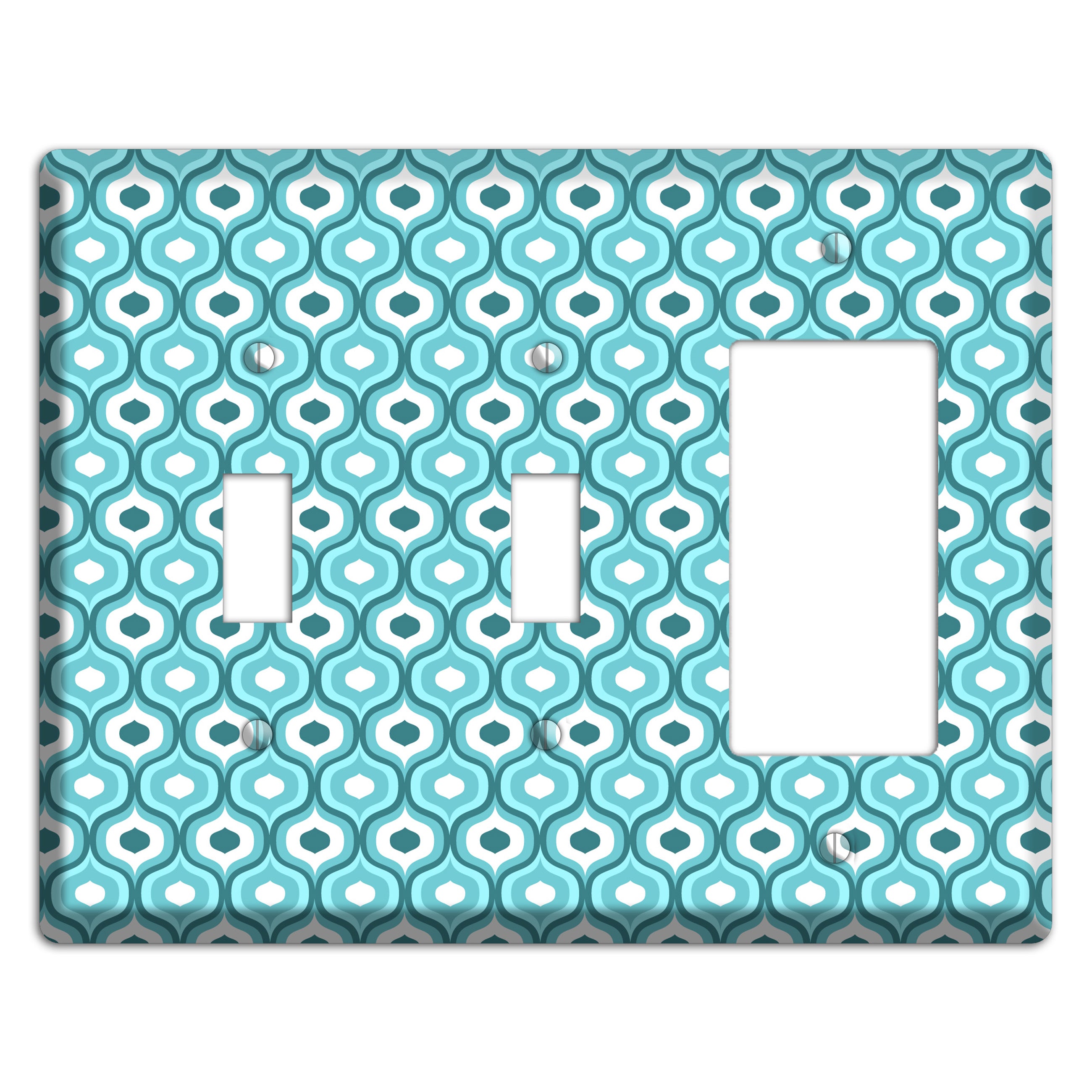 Multi Turquoise Double Scallop 2 Toggle / Rocker Wallplate