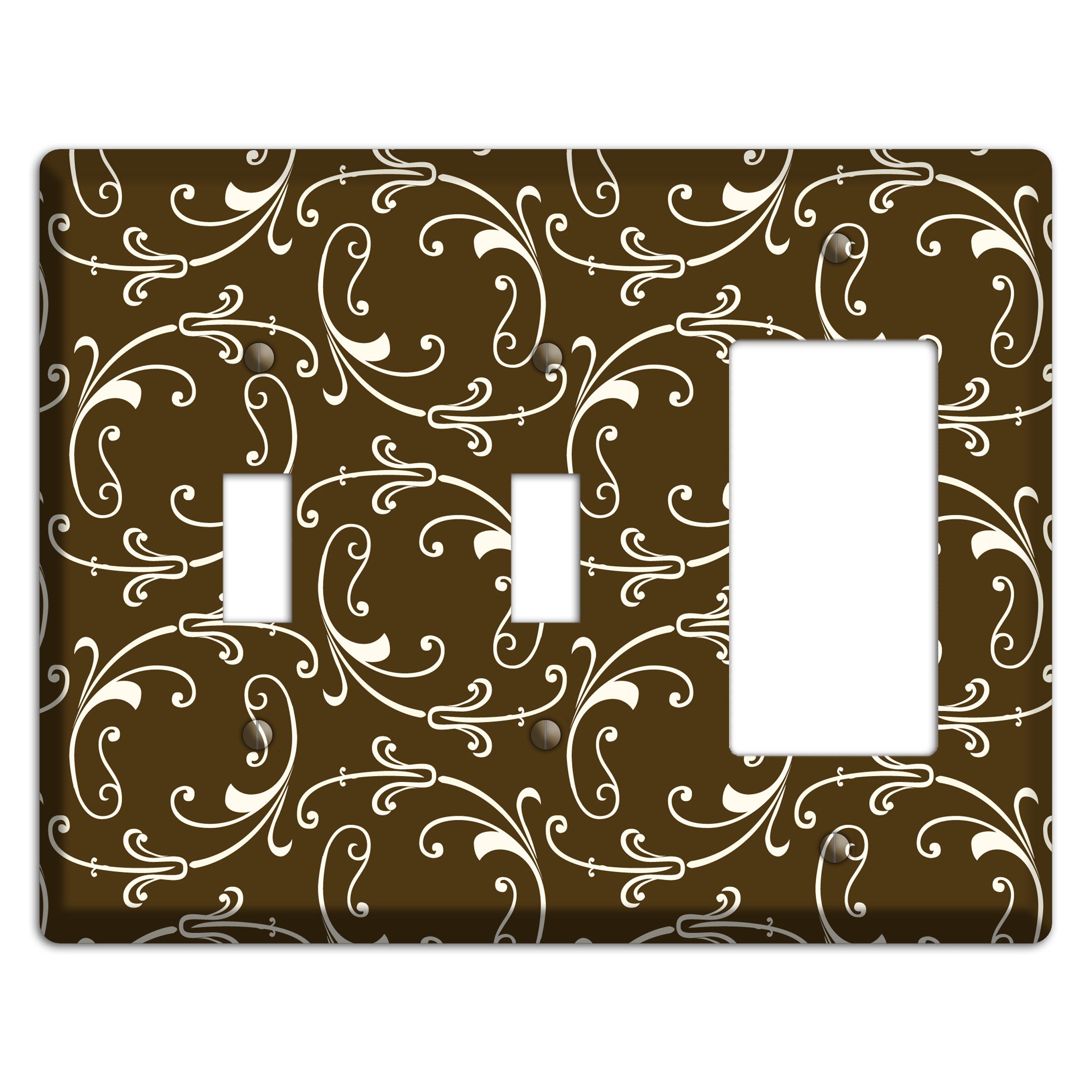 Brown Victorian Sprig 2 Toggle / Rocker Wallplate