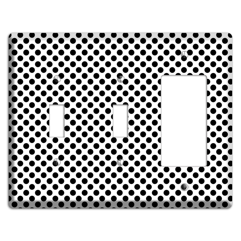 White with Black Packed Small Polka Dots 2 Toggle / Rocker Wallplate