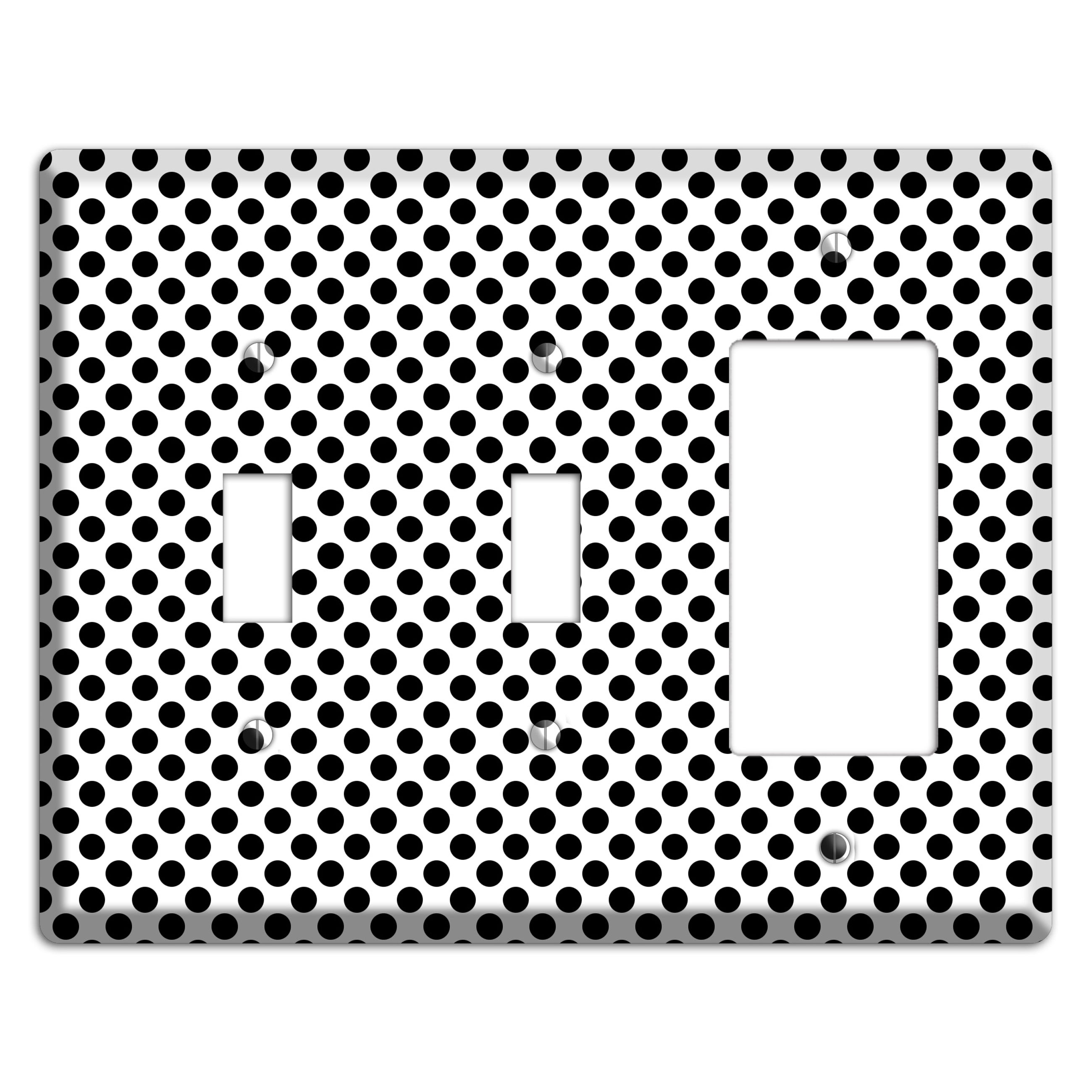 White with Black Packed Small Polka Dots 2 Toggle / Rocker Wallplate