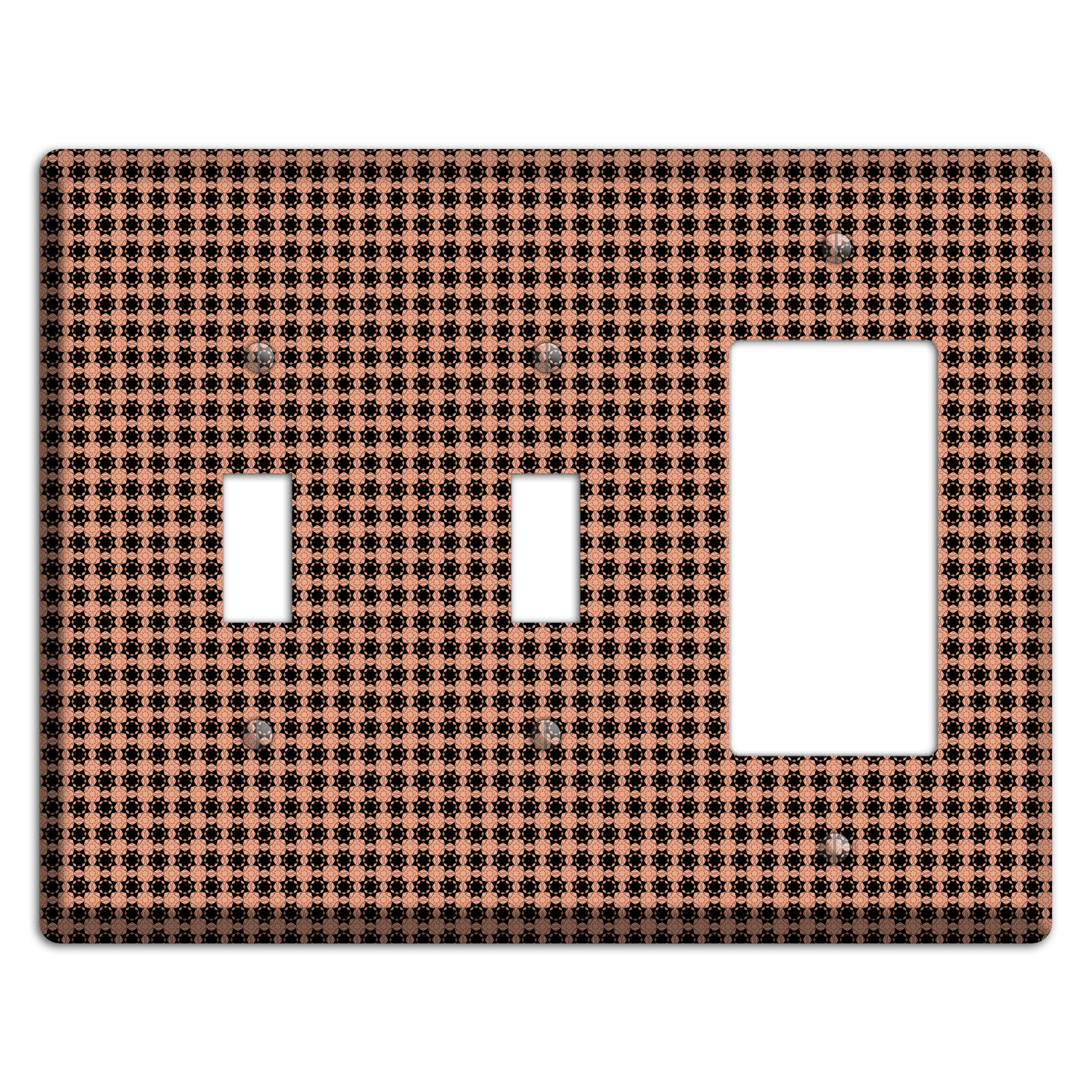Coral and Black Arabesque 2 Toggle / Rocker Wallplate