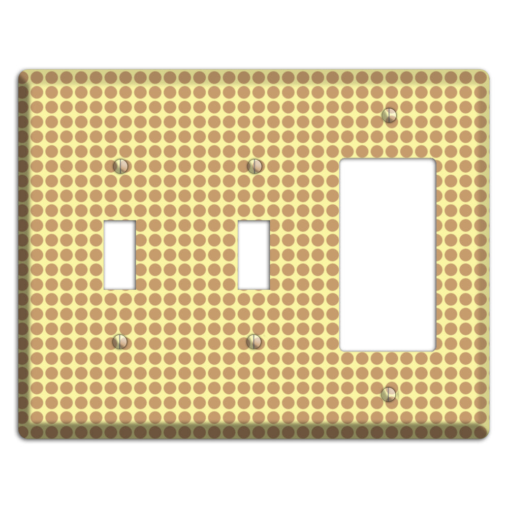 Yellow with Light Brown Tiled Small Dots 2 Toggle / Rocker Wallplate