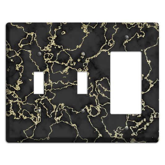 Black and Gold Marble Shatter 2 Toggle / Rocker Wallplate