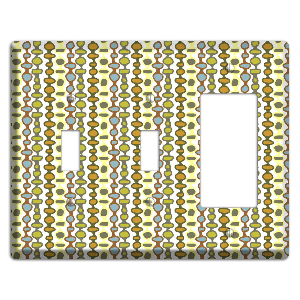 Multi Grey and Umber Bead and Reel 2 Toggle / Rocker Wallplate