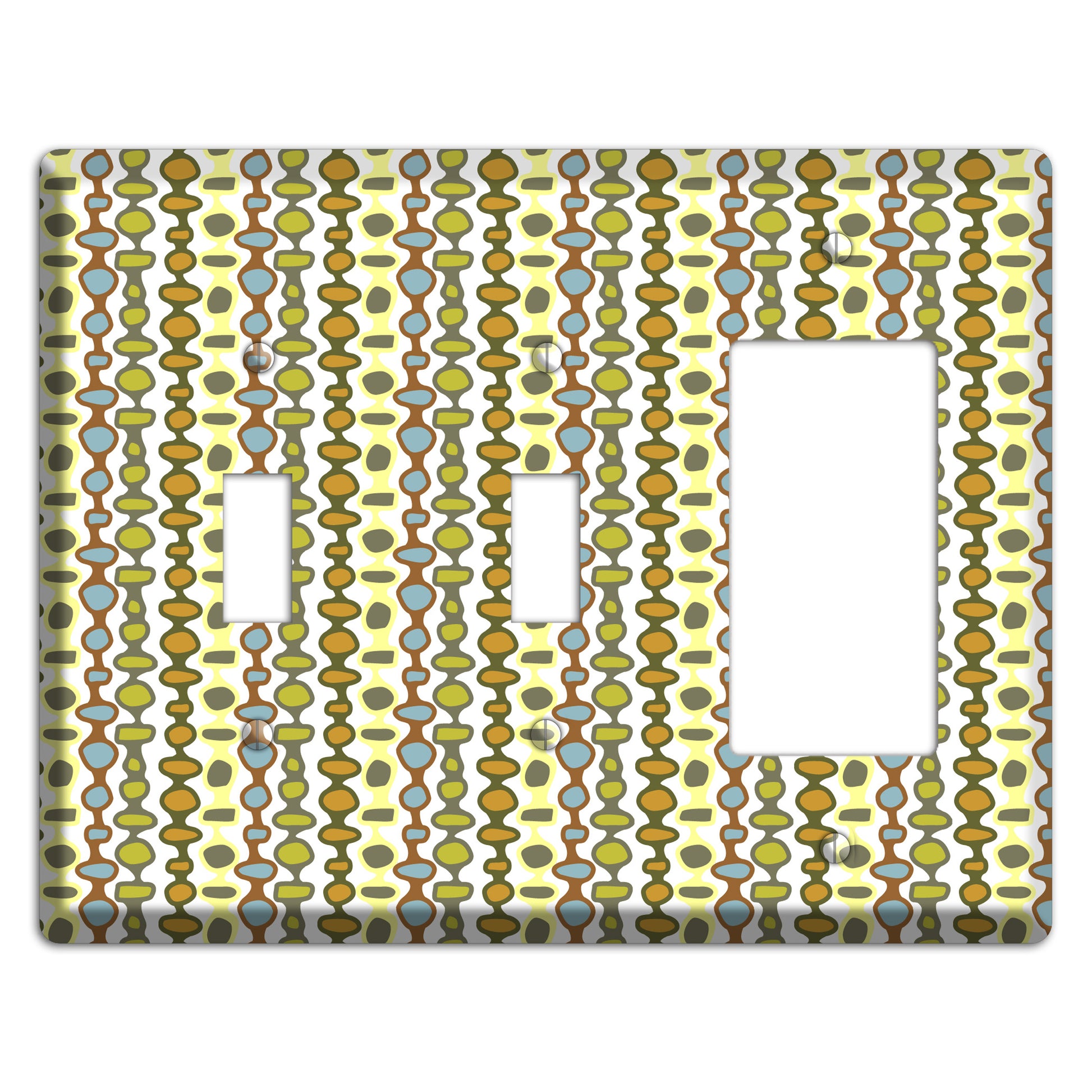 Multi Grey and Umber Bead and Reel 2 Toggle / Rocker Wallplate