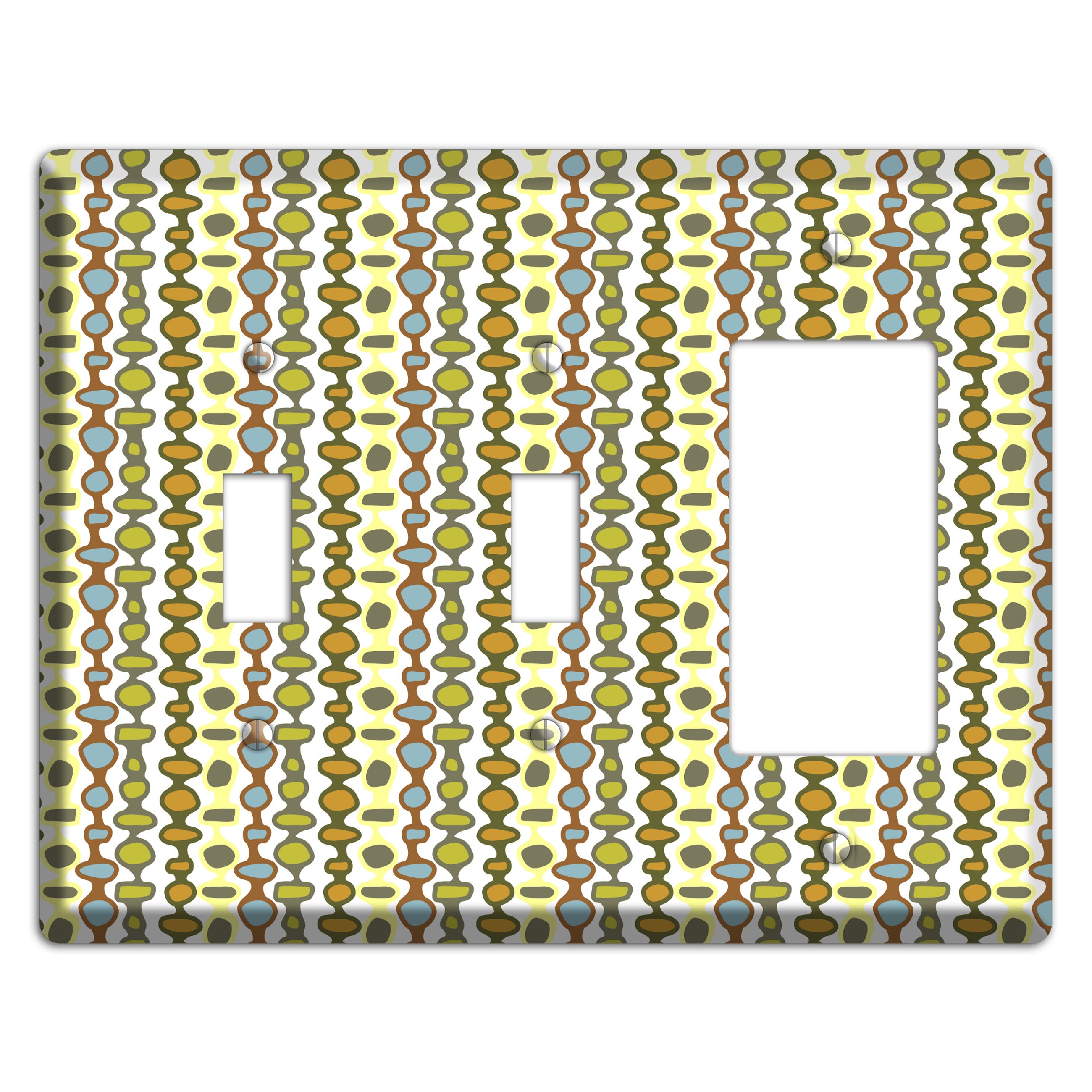 Multi Grey and Umber Bead and Reel 2 Toggle / Rocker Wallplate