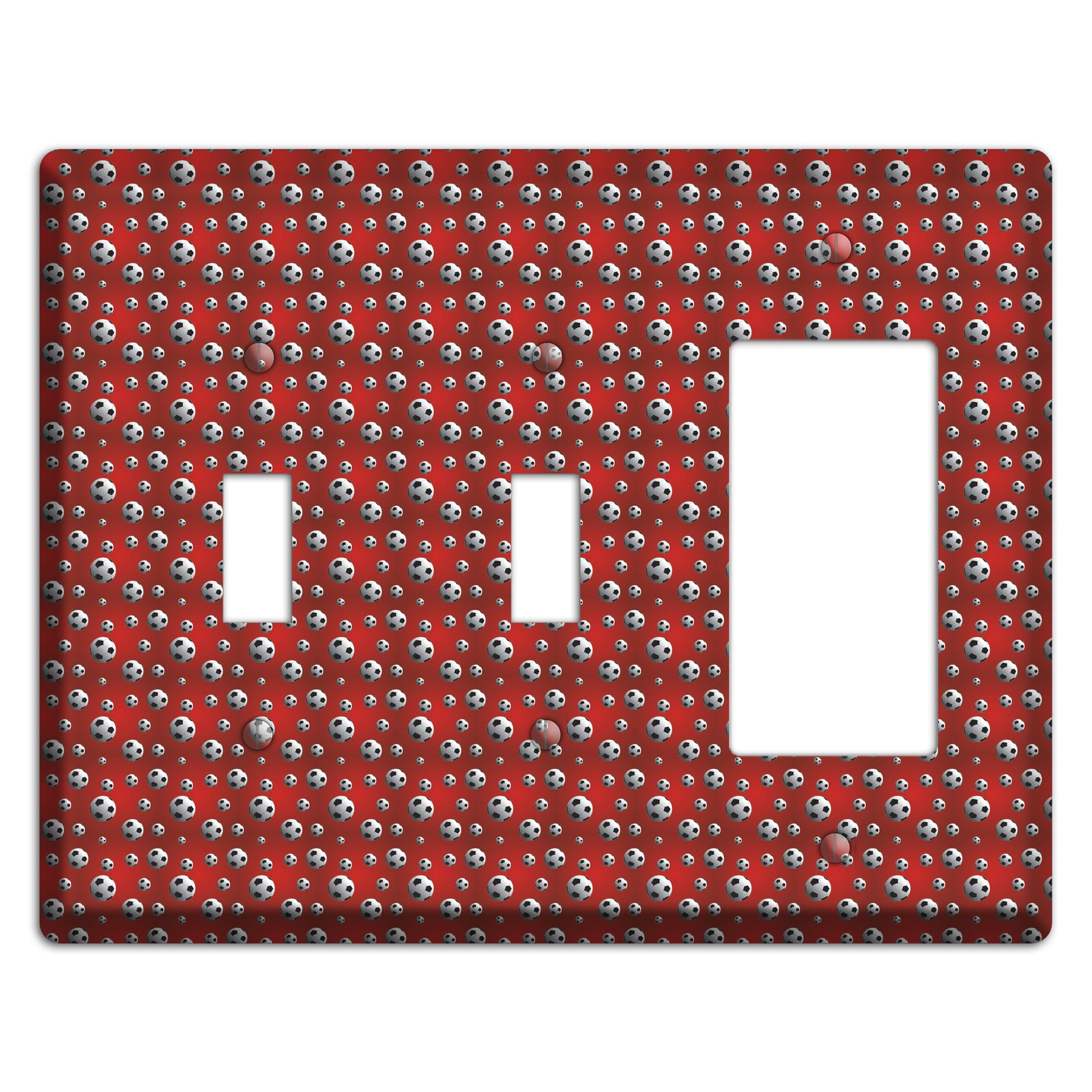 Red with Soccer Balls 2 Toggle / Rocker Wallplate