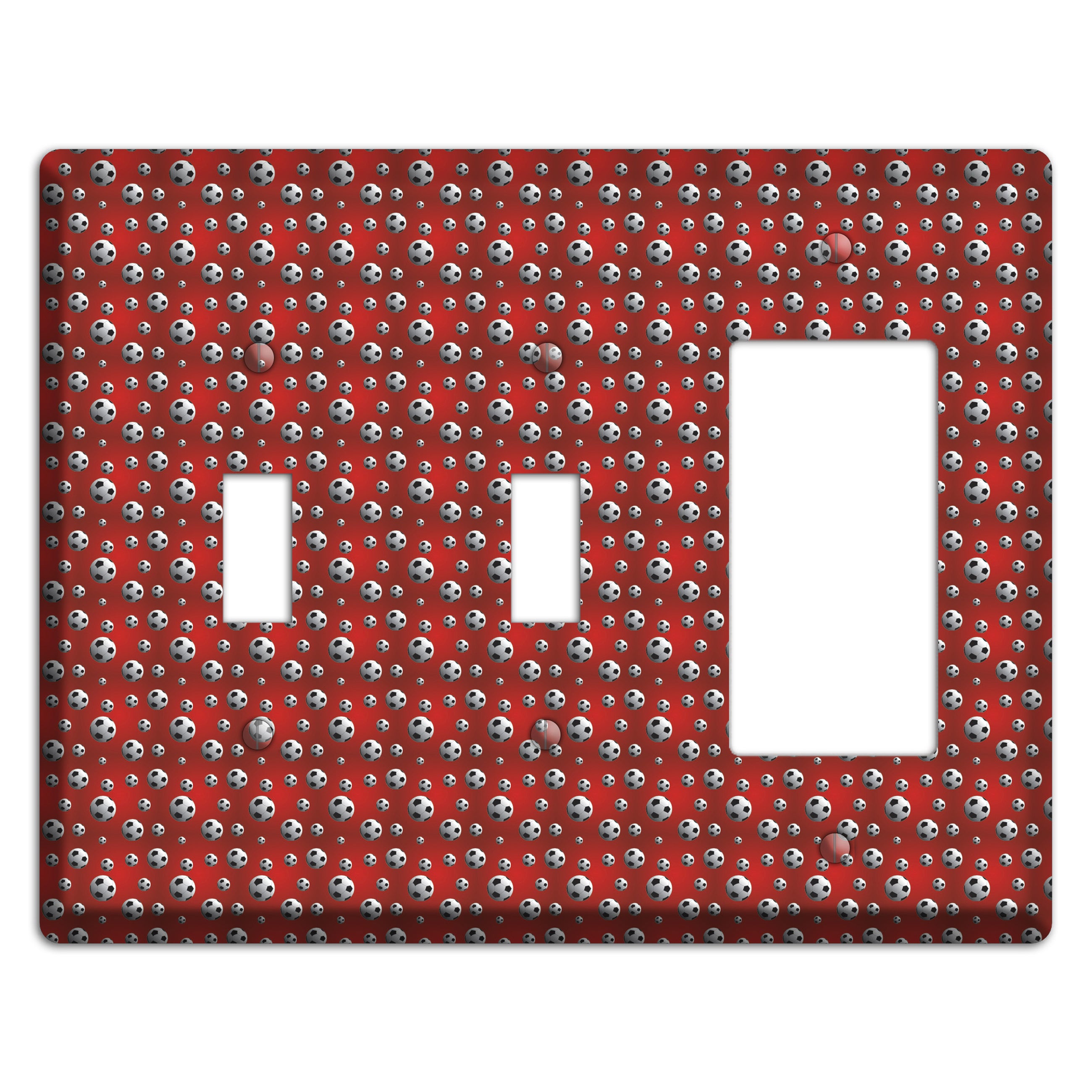 Red with Soccer Balls 2 Toggle / Rocker Wallplate