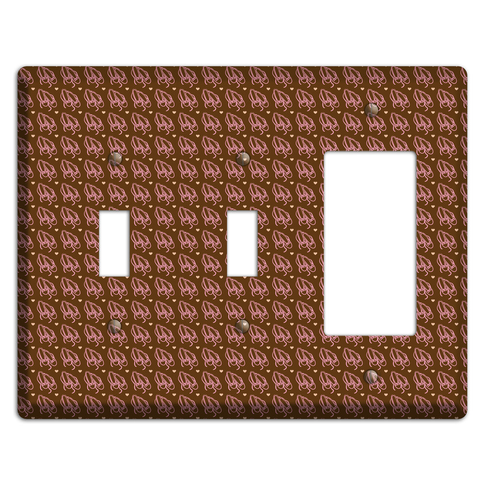 Brown with Pink Ballet Slippers 2 Toggle / Rocker Wallplate