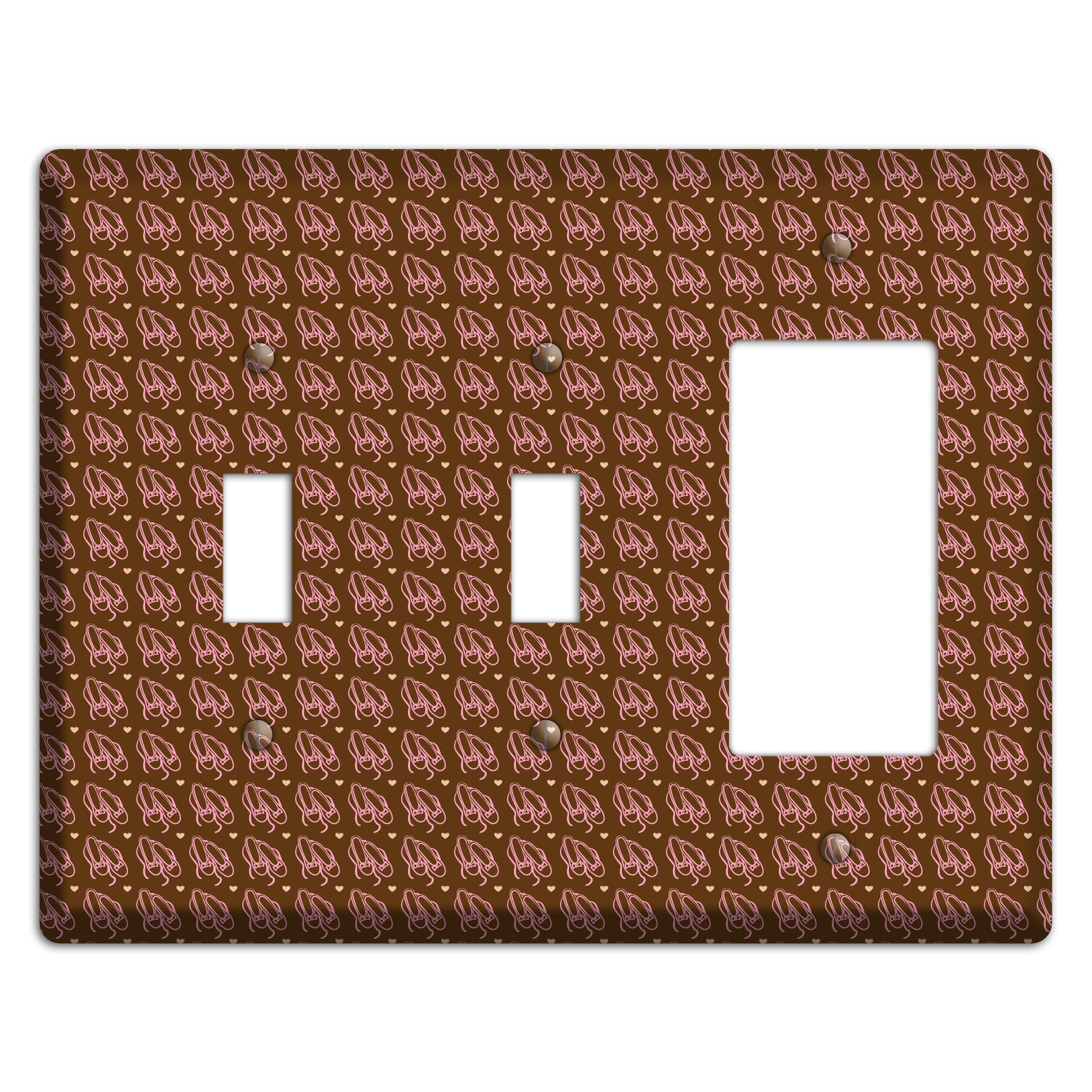 Brown with Pink Ballet Slippers 2 Toggle / Rocker Wallplate